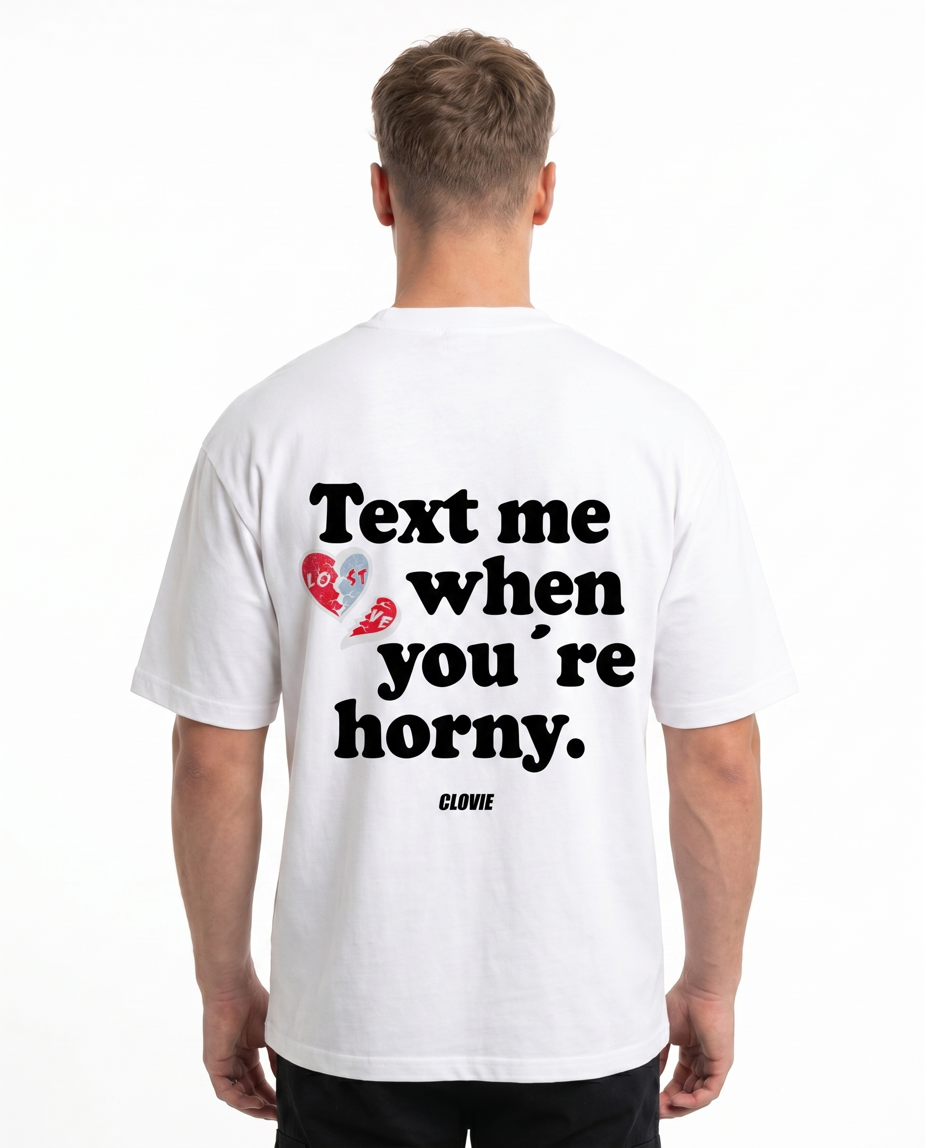 Text me when you're horny Oversized Tee White Back