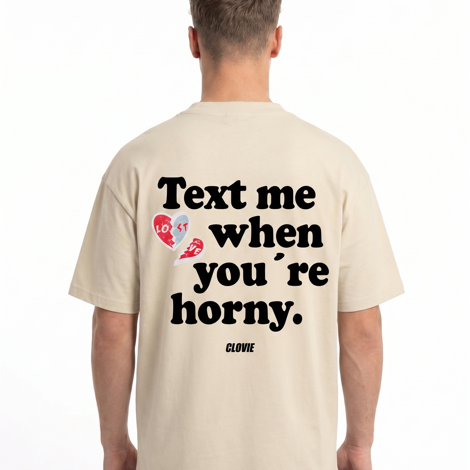 Text me when you're horny Oversized Tee Sand Back