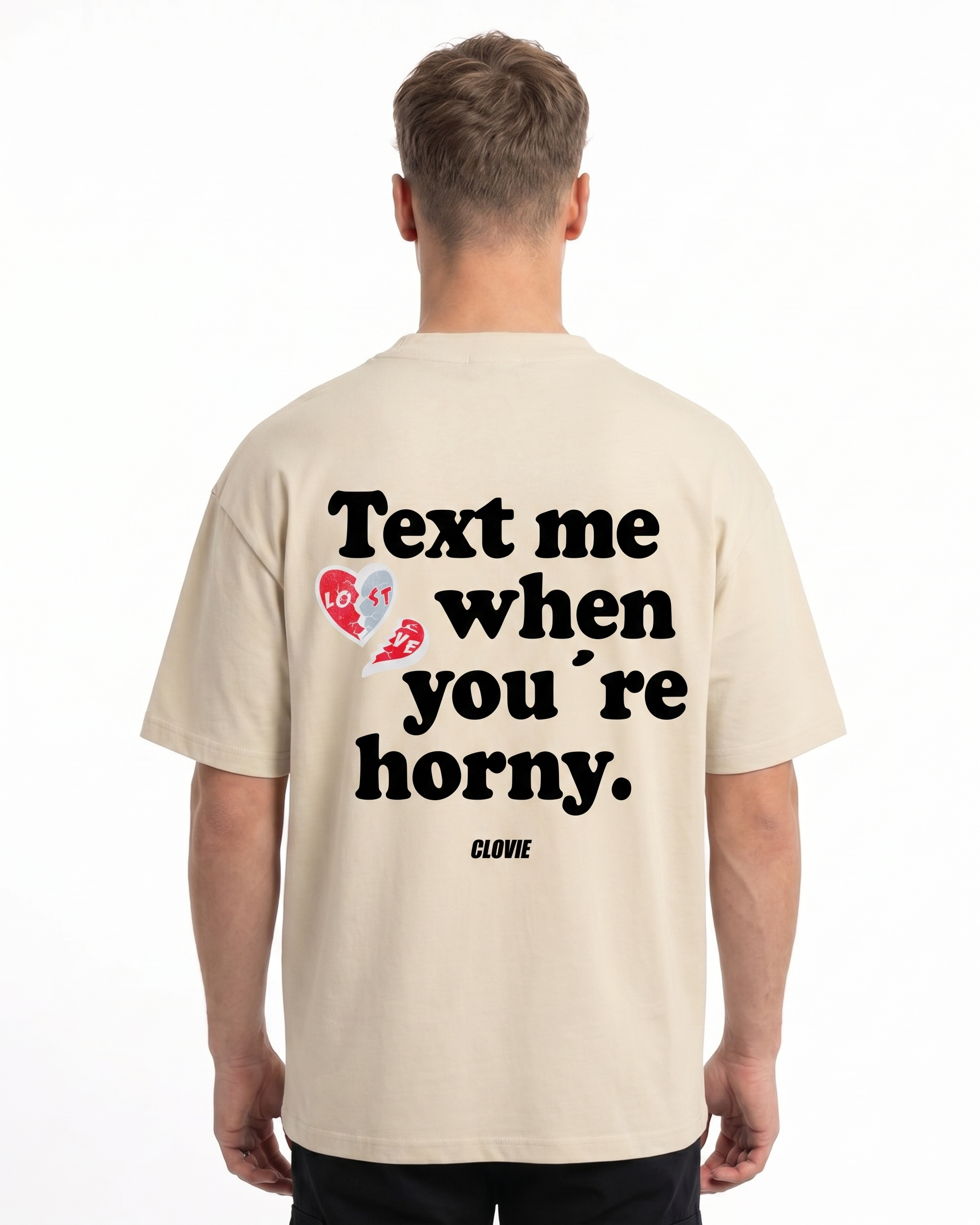 Text me when you're horny Oversized Tee Sand Back