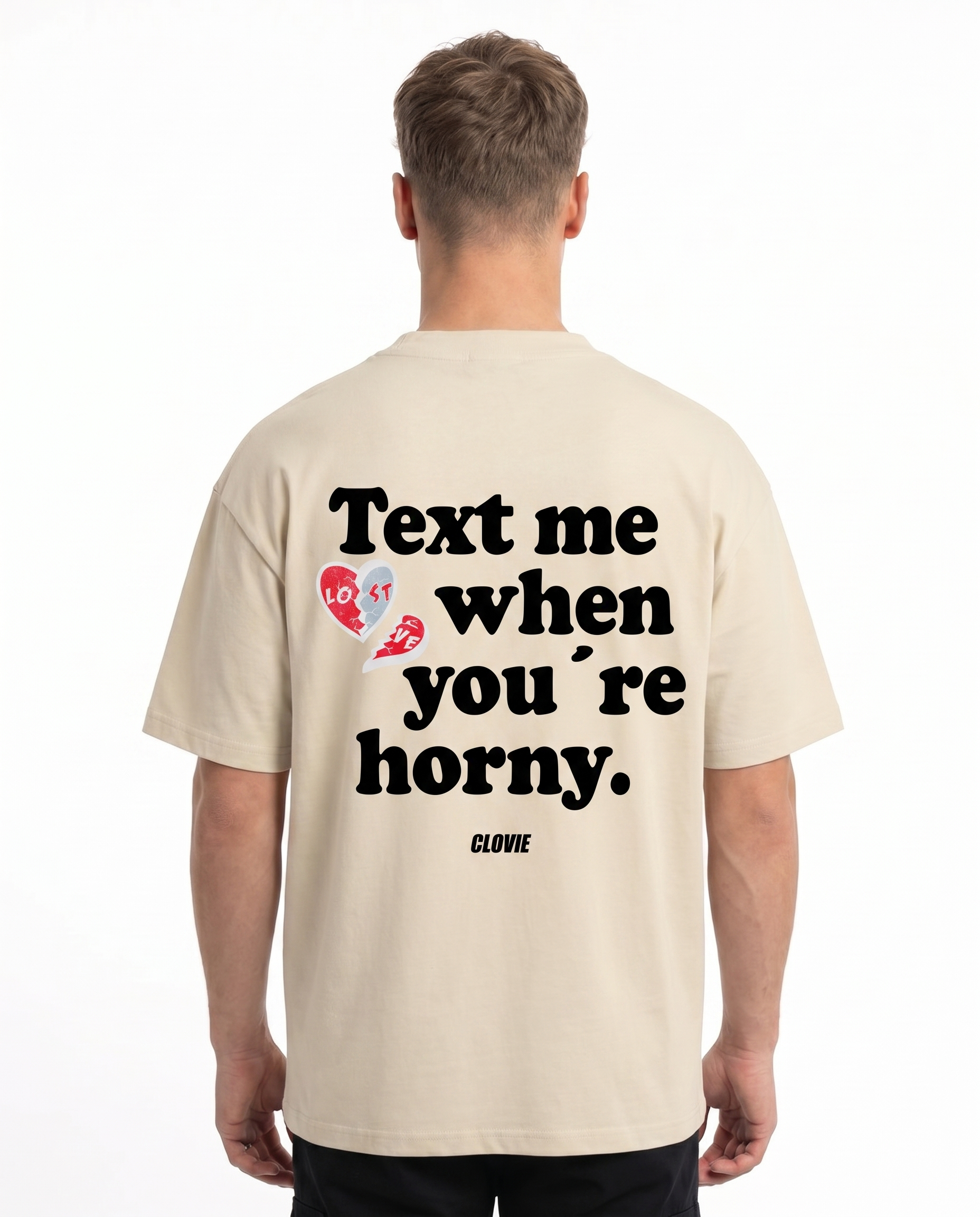 Text me when you're horny Oversized Tee Sand Back