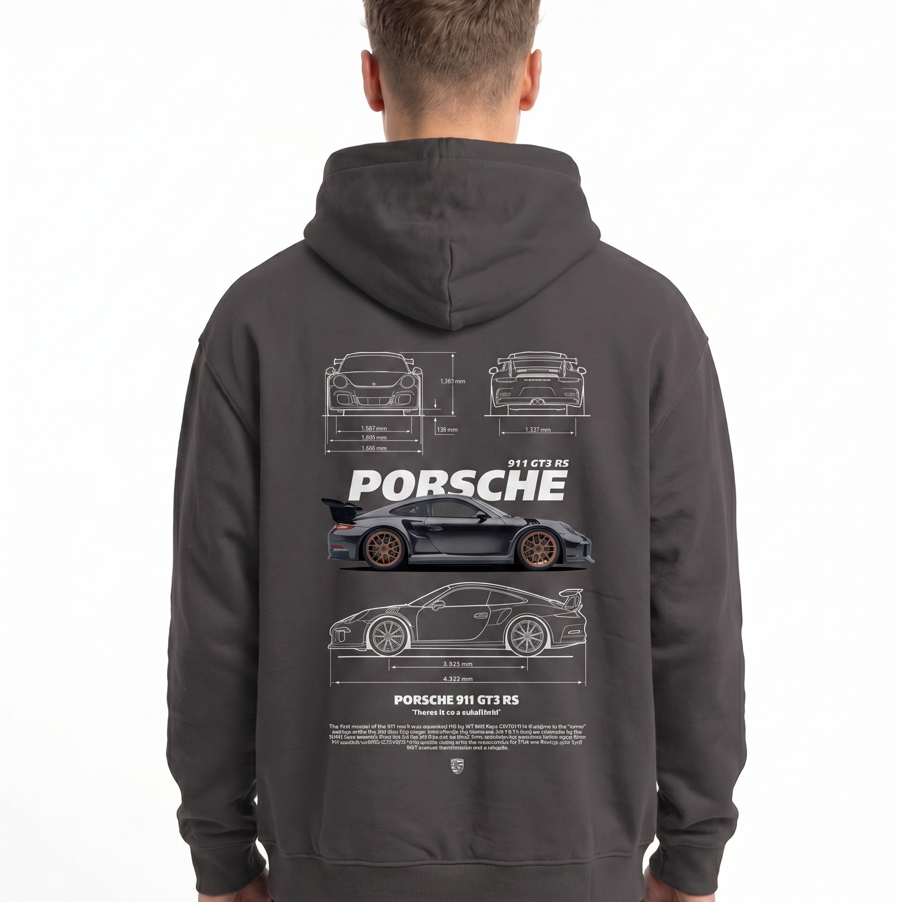 Porsche 911 GT3 RS Hoodie Charcoal Heather Back