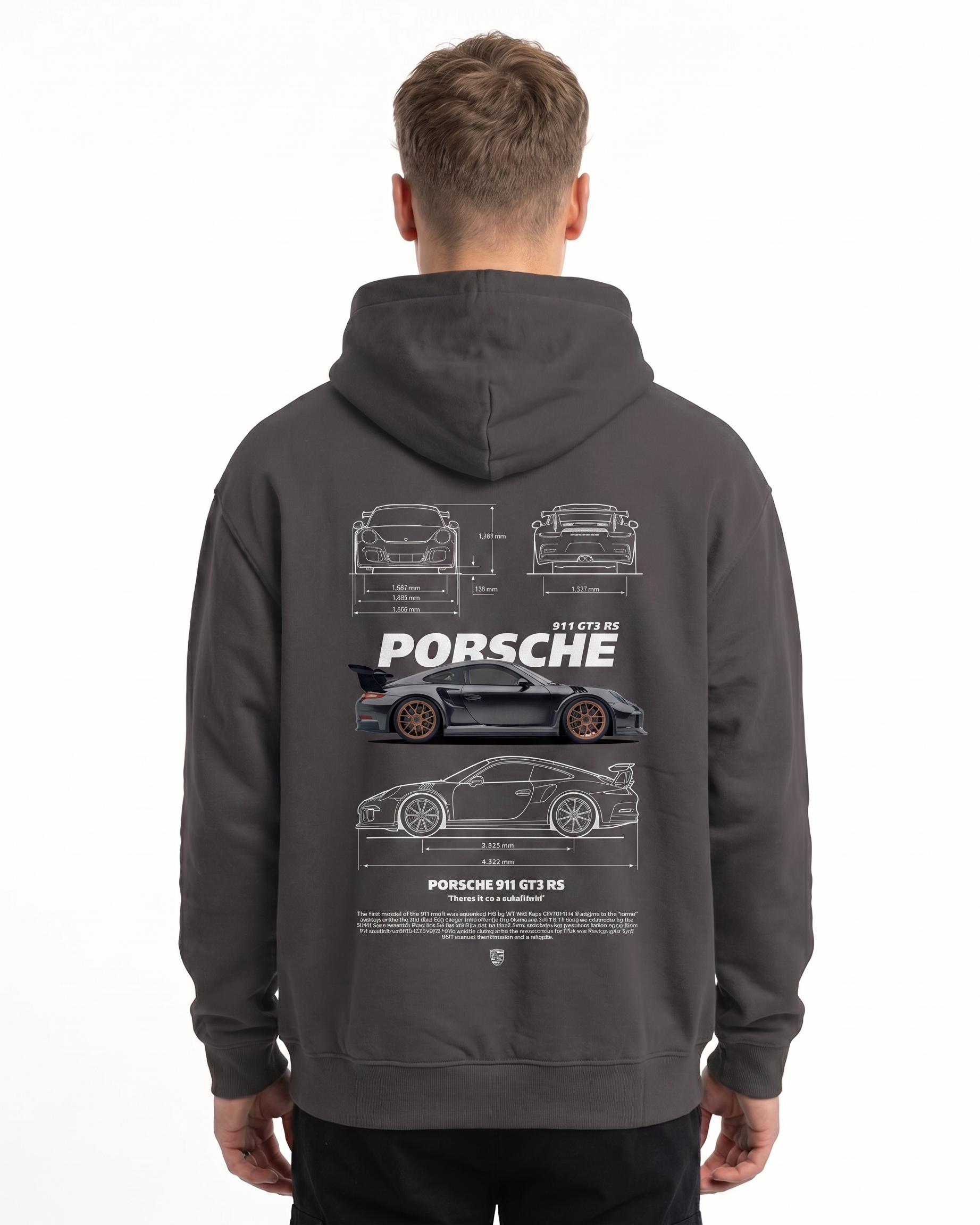 Porsche 911 GT3 RS Hoodie Charcoal Heather Back