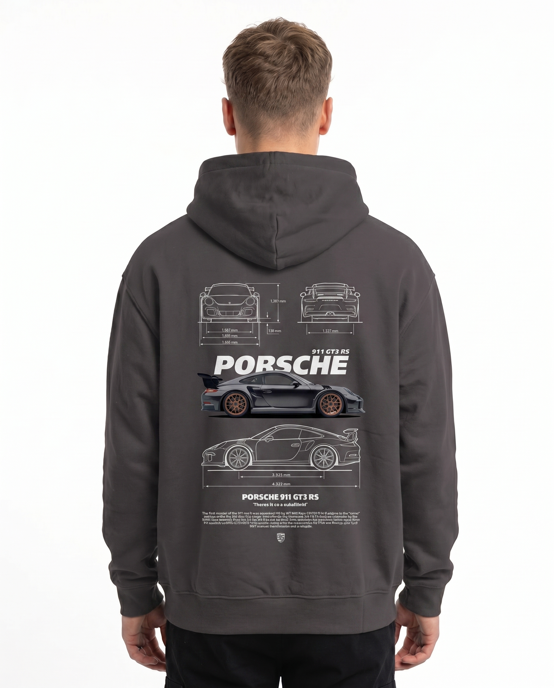 Porsche 911 GT3 RS Hoodie Charcoal Heather Back