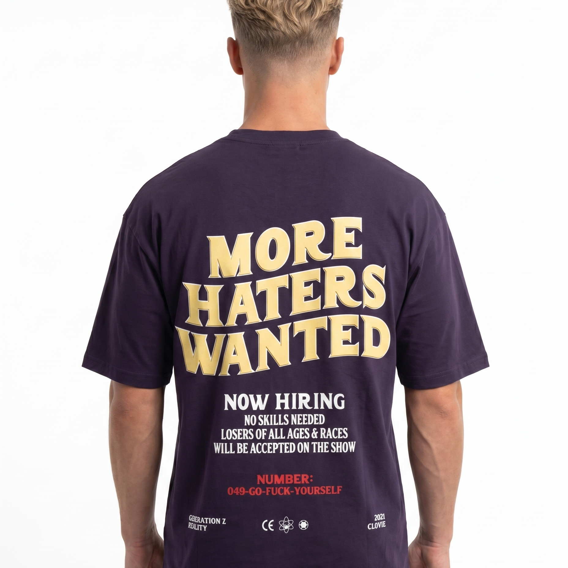 More haters wanted Oversized Tee Purple Night Back