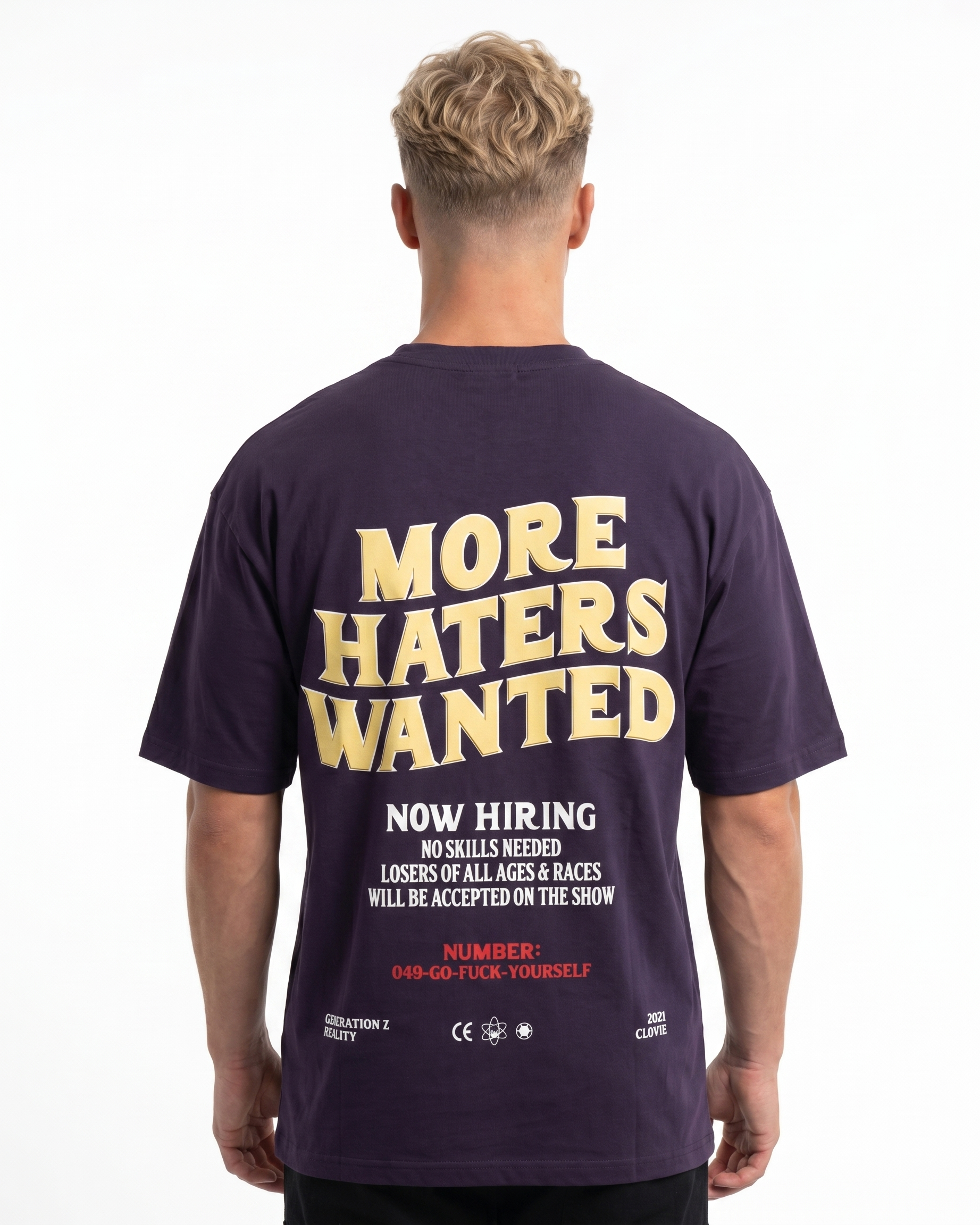 More haters wanted Oversized Tee Purple Night Back