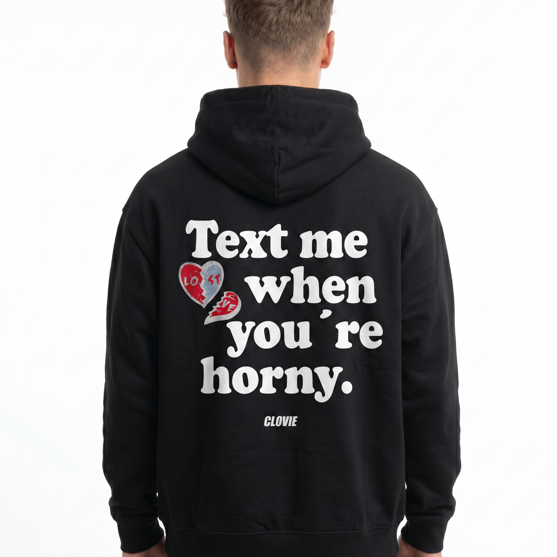 Text me OVS Zip Black - back (reused OVS Hoodie)
