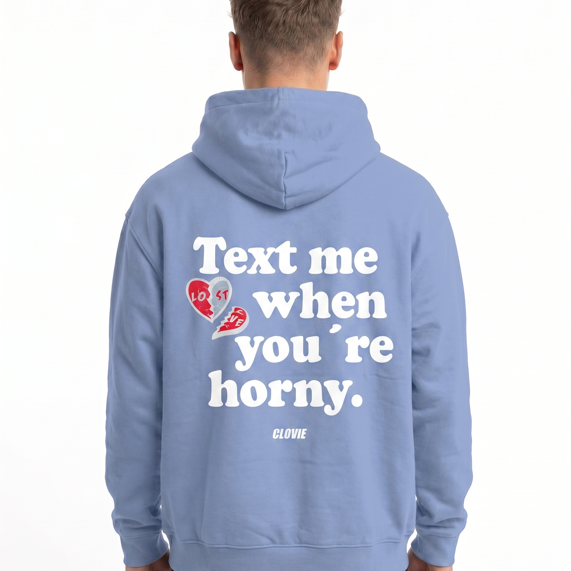 Text me OVS Zip Powder Blue - back (reused OVS Hoodie)