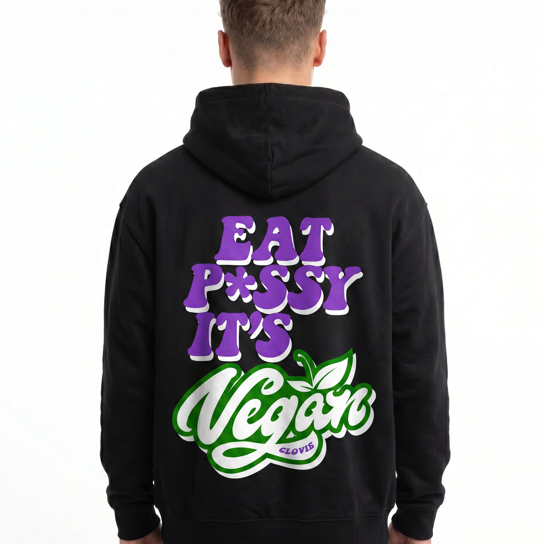 Eat pssy its vegan Hoodie Black Back