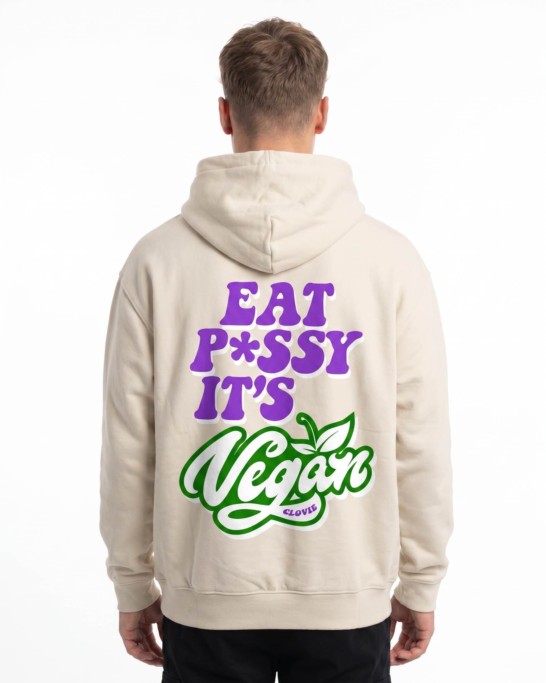 Eat pssy its vegan Hoodie White Sand Back
