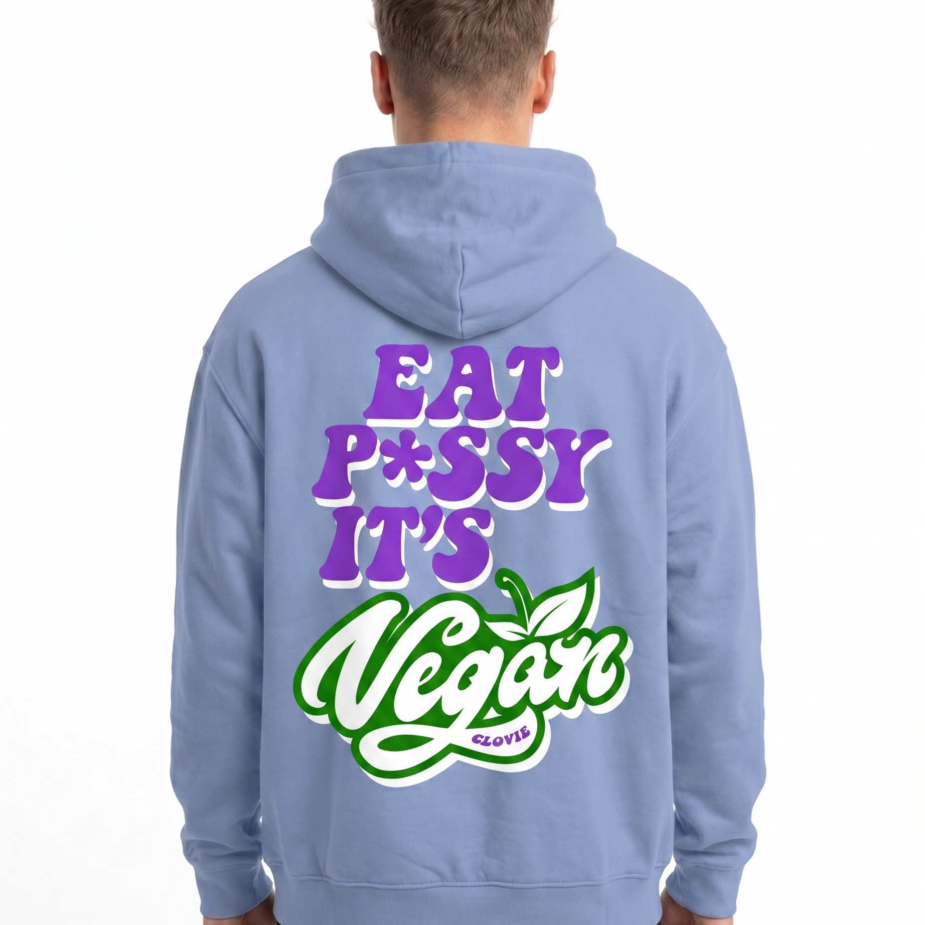 Eat p*ssy OVS Zip Powder Blue - model back print (reused from OVS Hoodie)