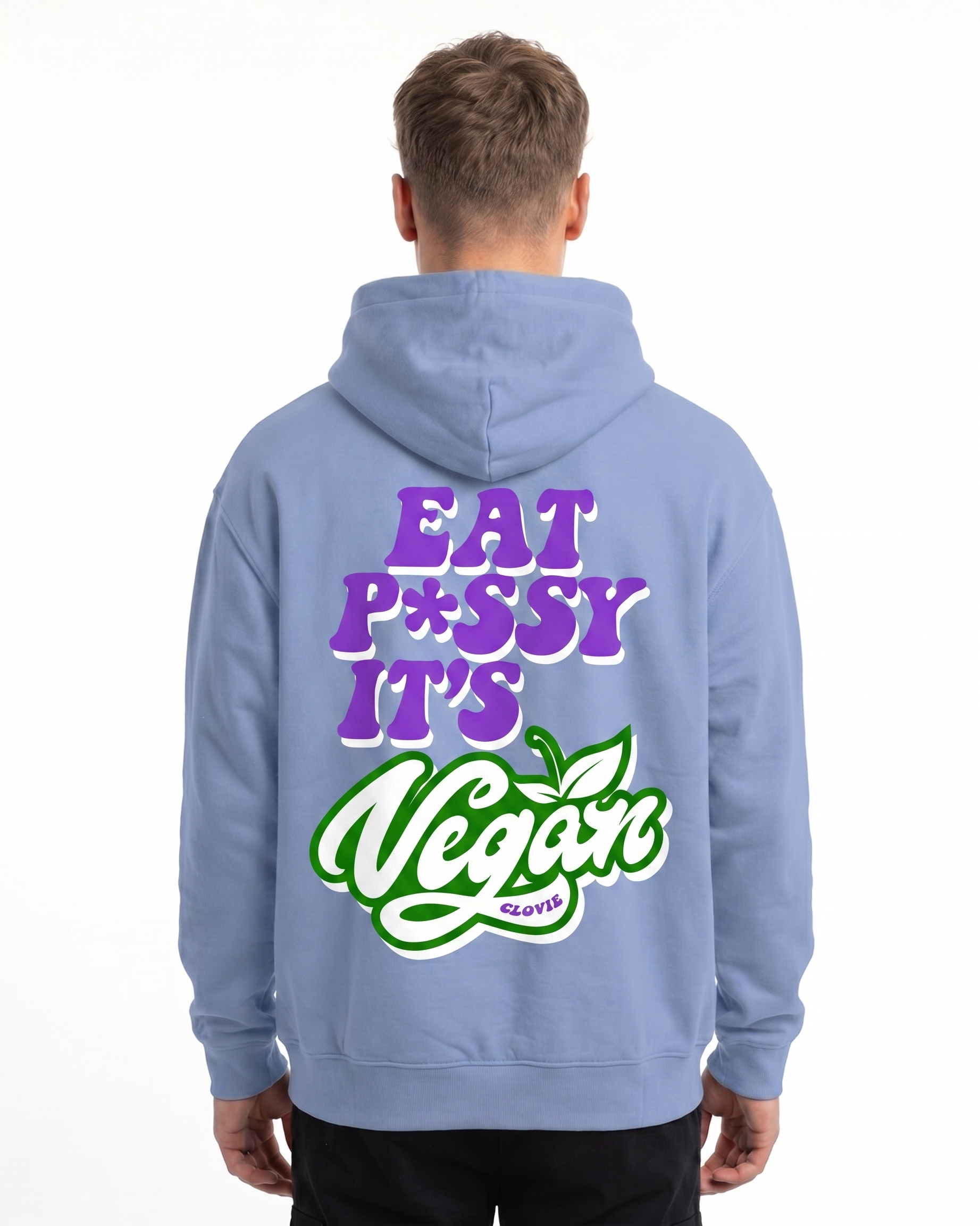 Eat pssy its vegan Hoodie Powder Blue Back