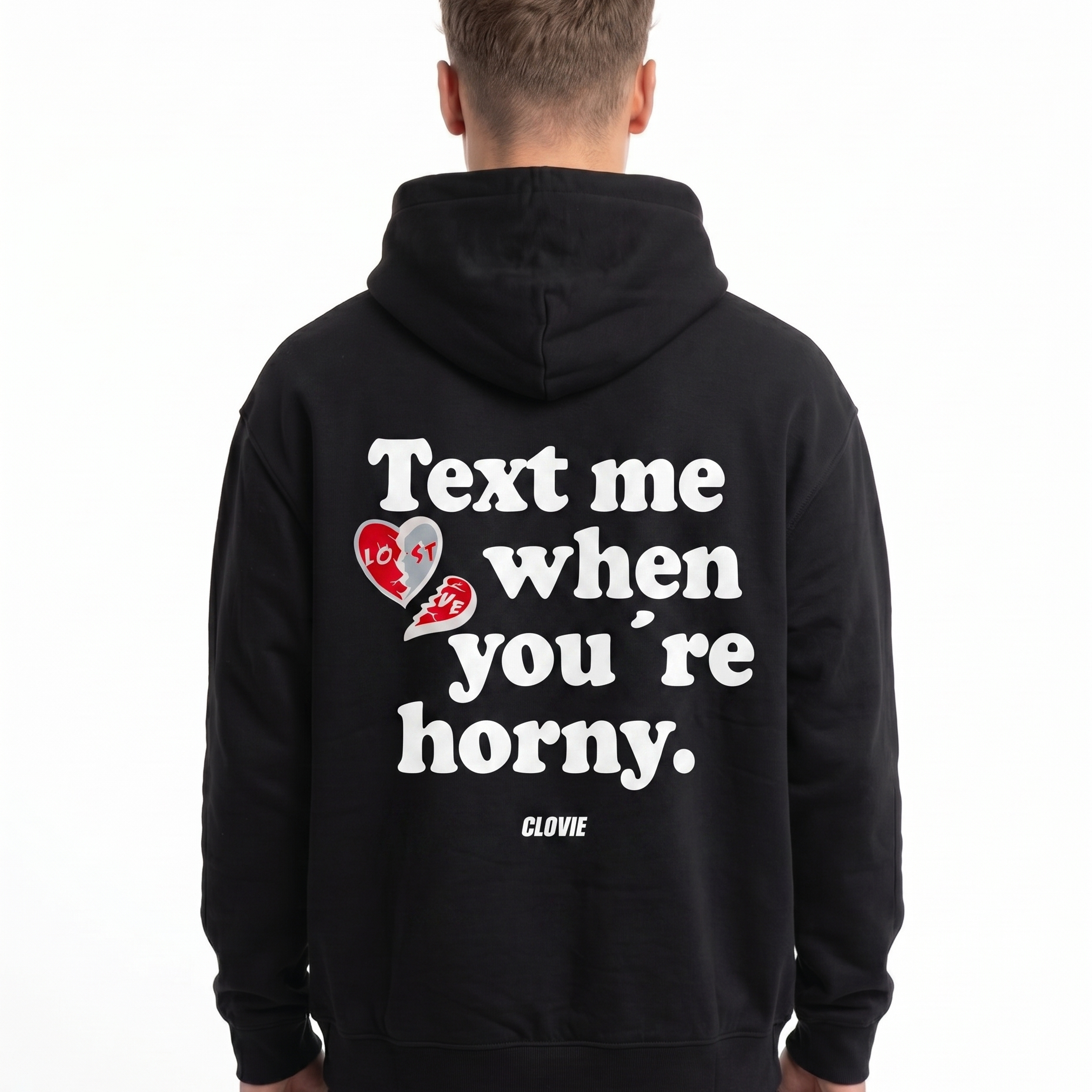 Text me Hoodie Jet Black Back