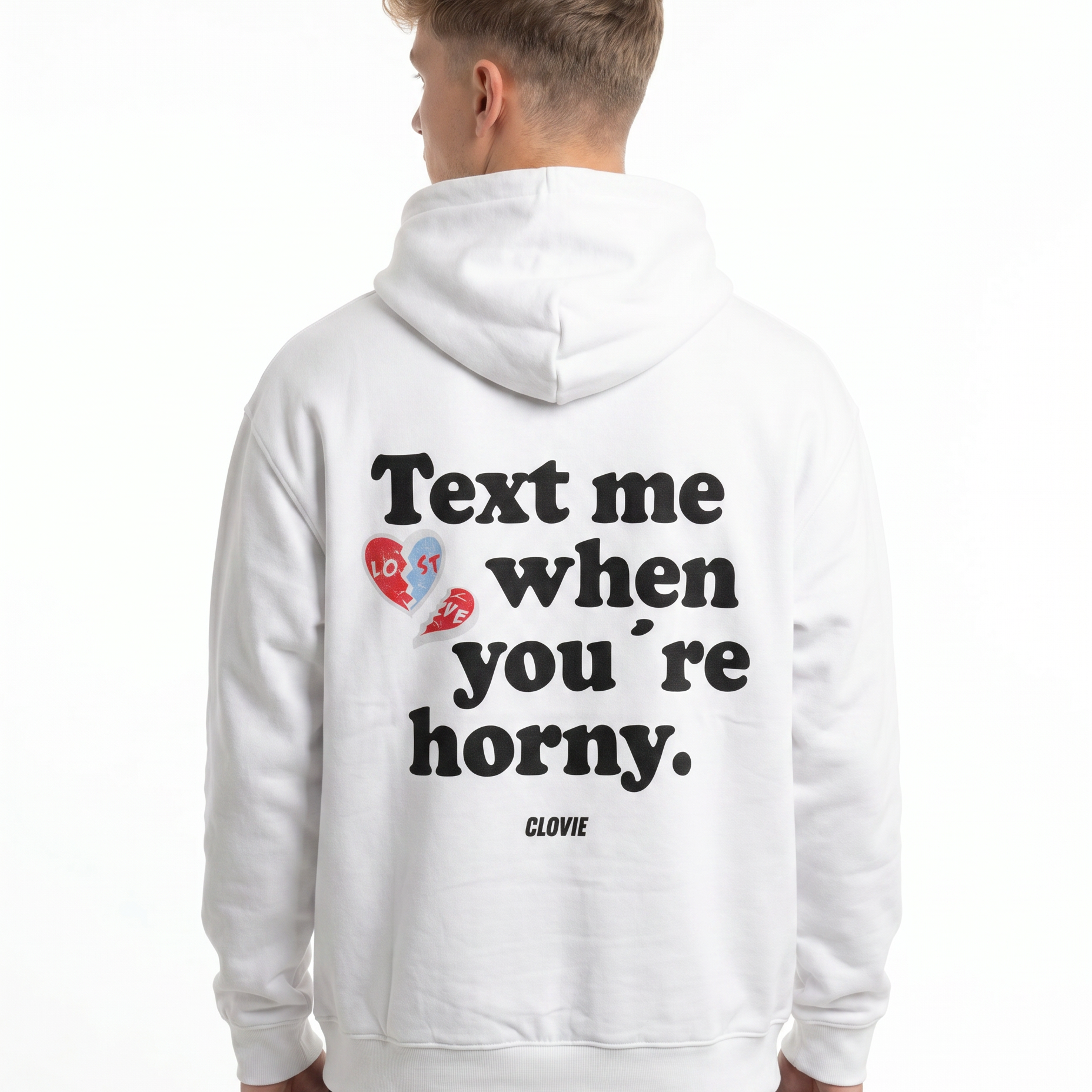 Text me Hoodie Arctic White Back