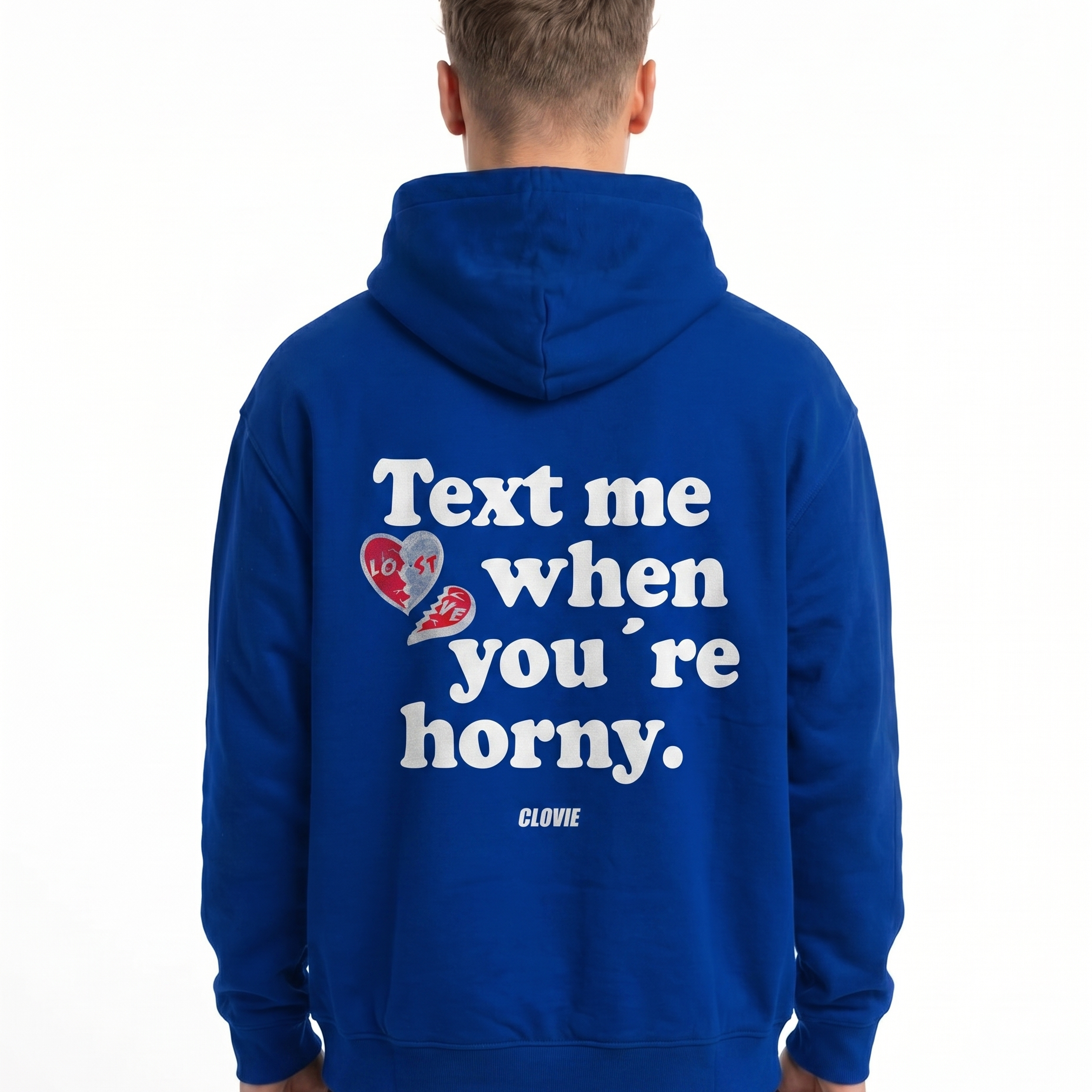 Text me Hoodie Royal Blue Back