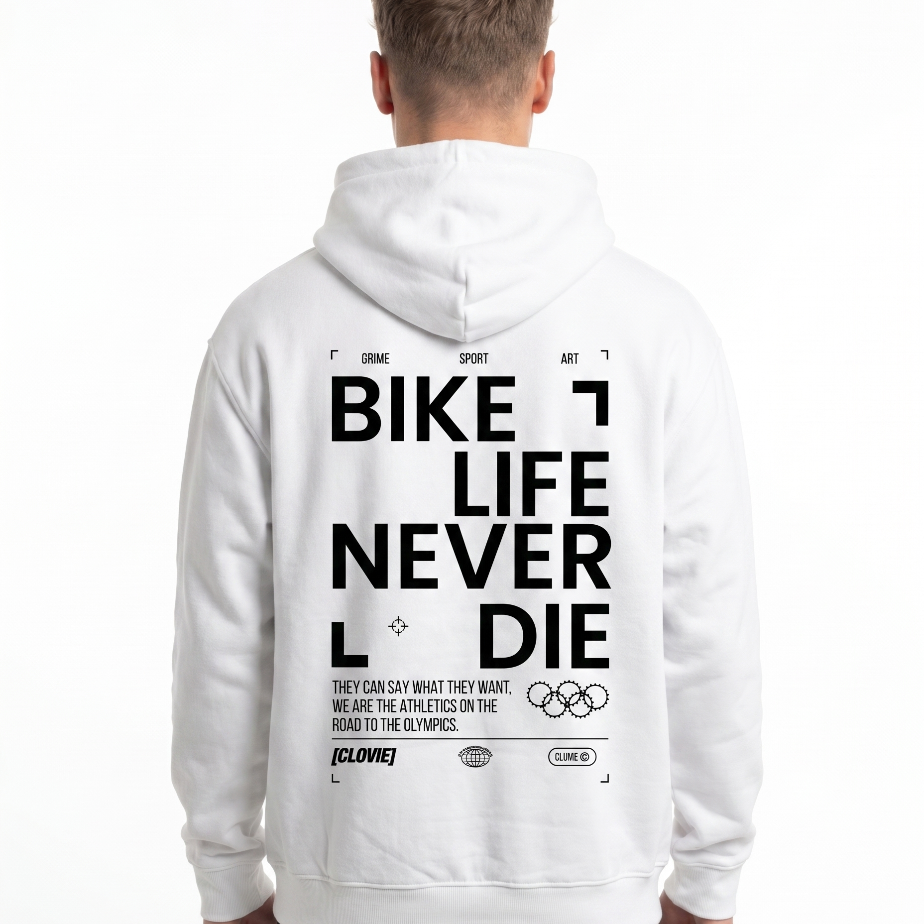Bike life Hoodie Arctic White Back