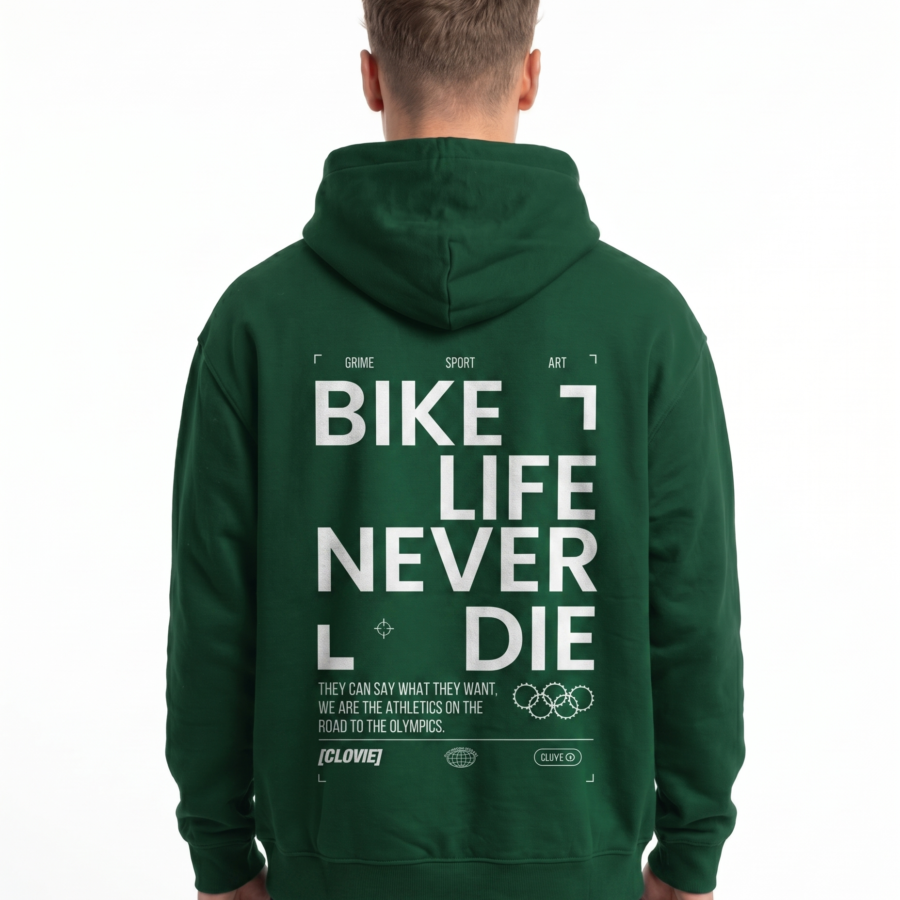 Bike life Hoodie Bottle Green Back