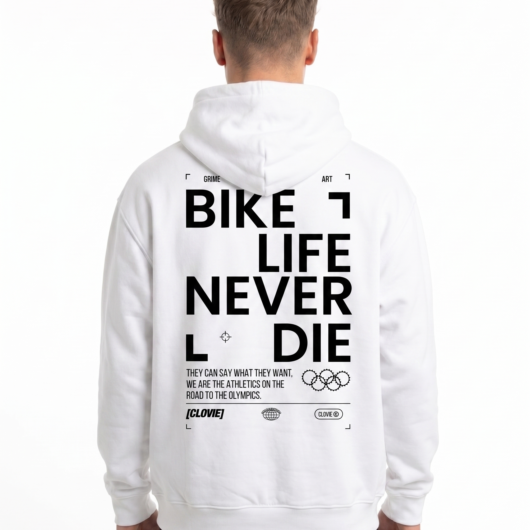 Bike life Oversized Hoodie White Back
