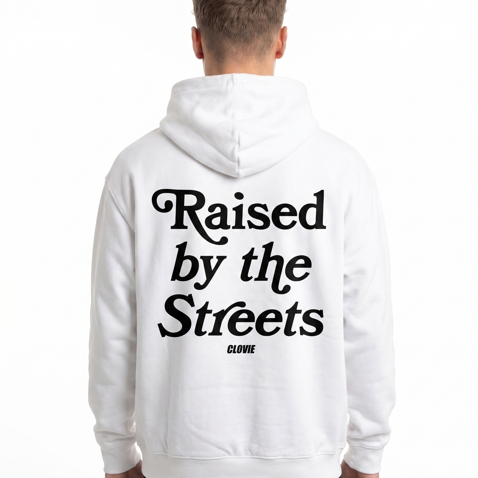 Raised by the streets OVS Hoodie White Back