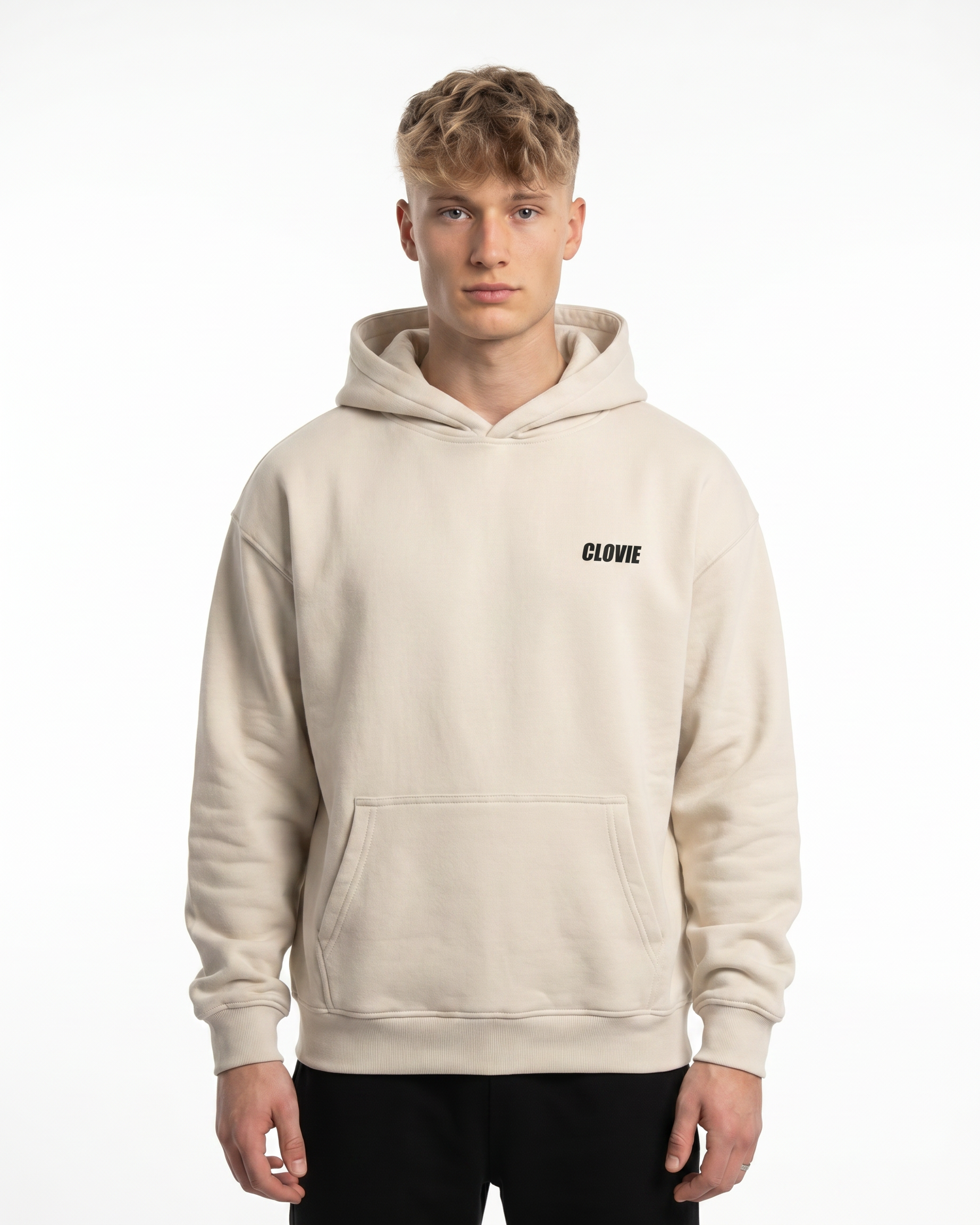 Raised by the streets OVS Hoodie White Sand Front