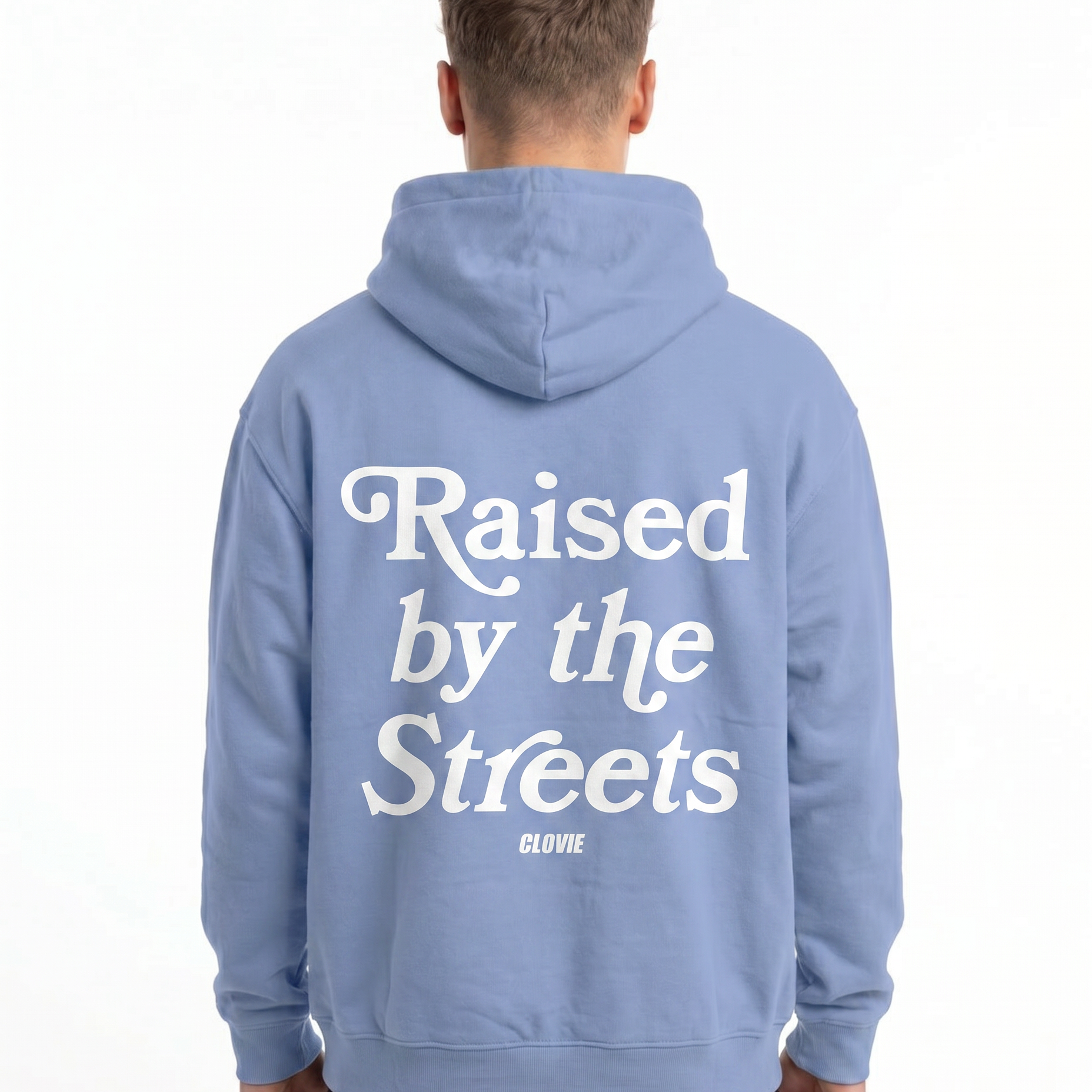 Raised by the streets Zip Hoodie Powder Blue Back
