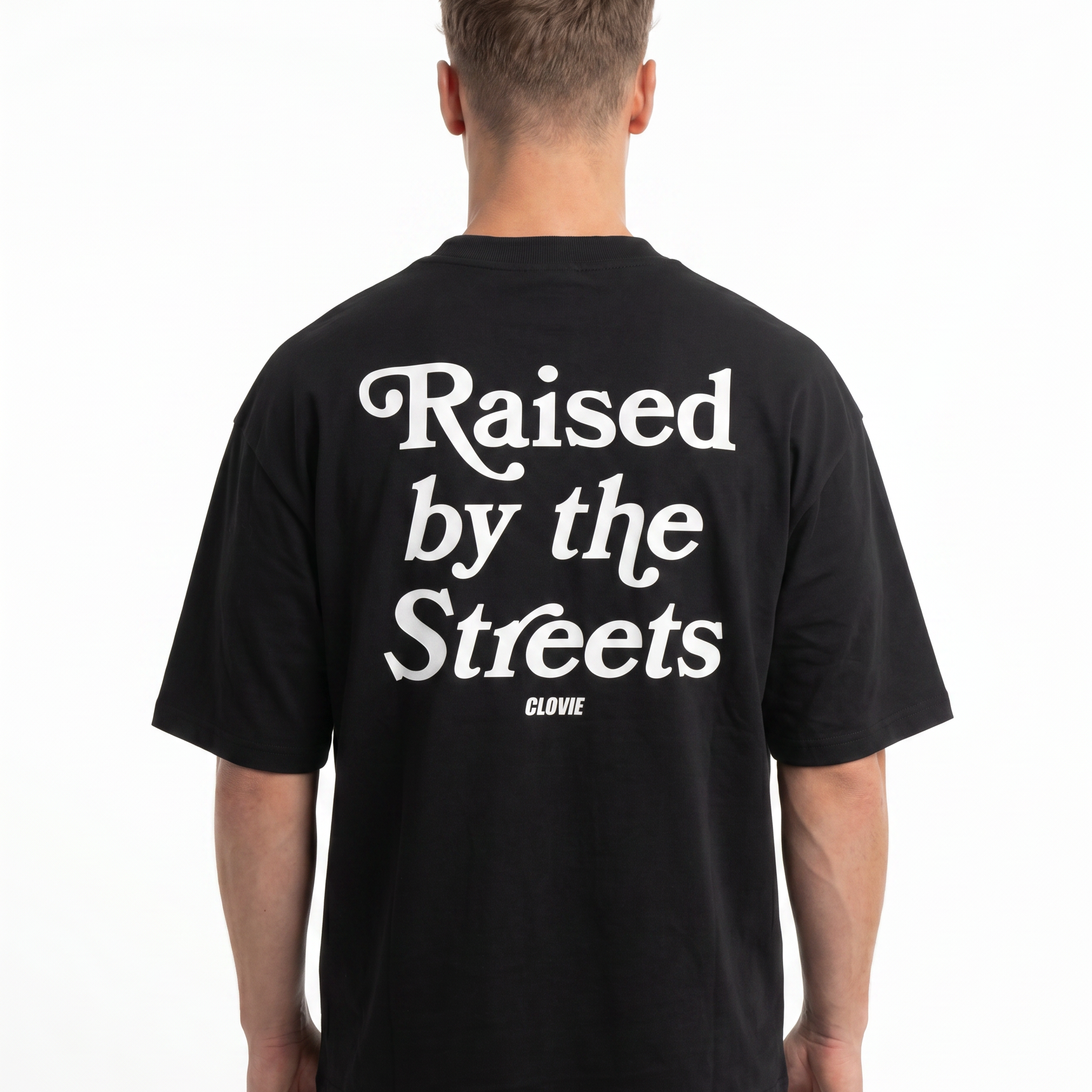Raised by the streets Oversized Tee Black Back