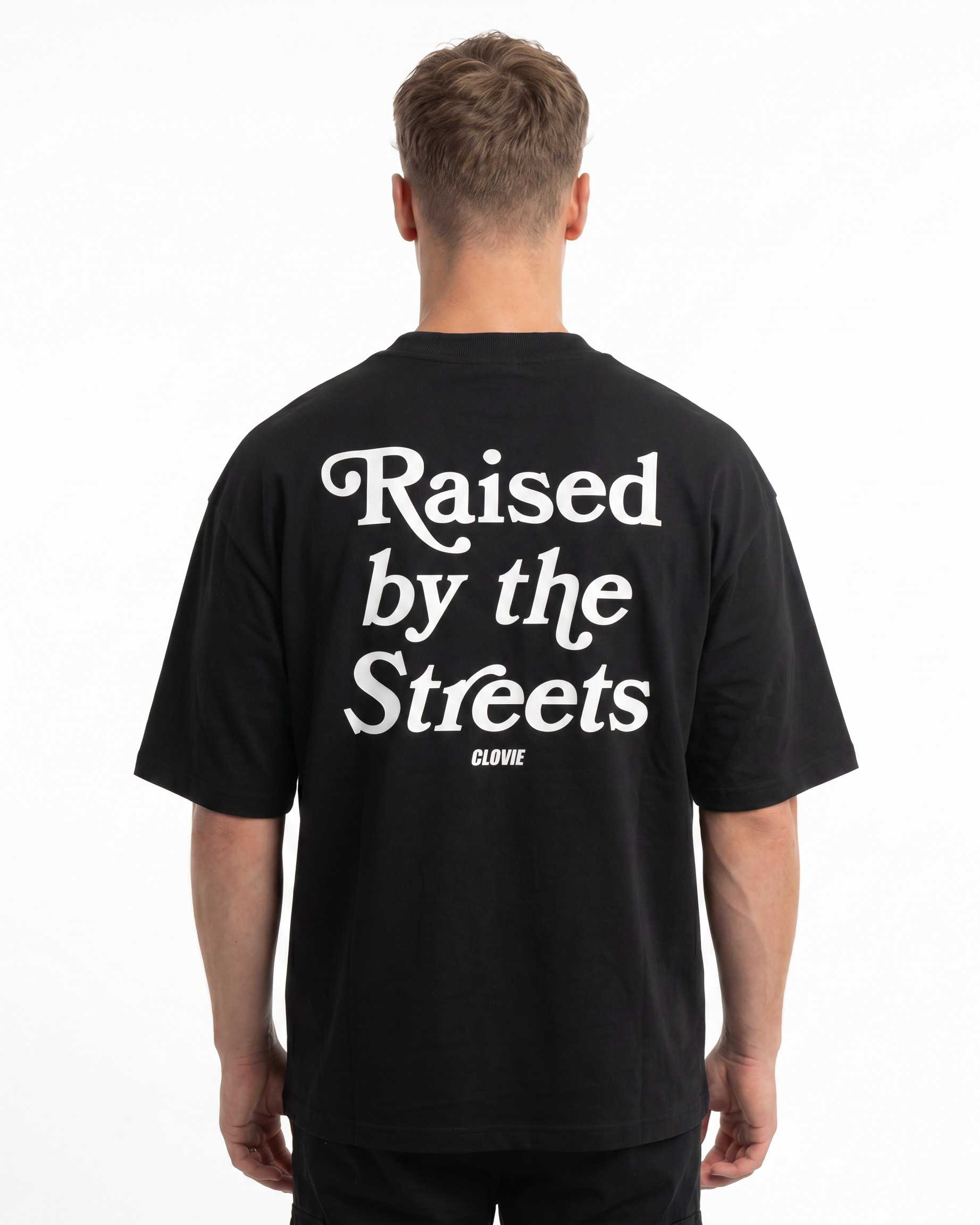 Raised by the streets Oversized Tee Black Back