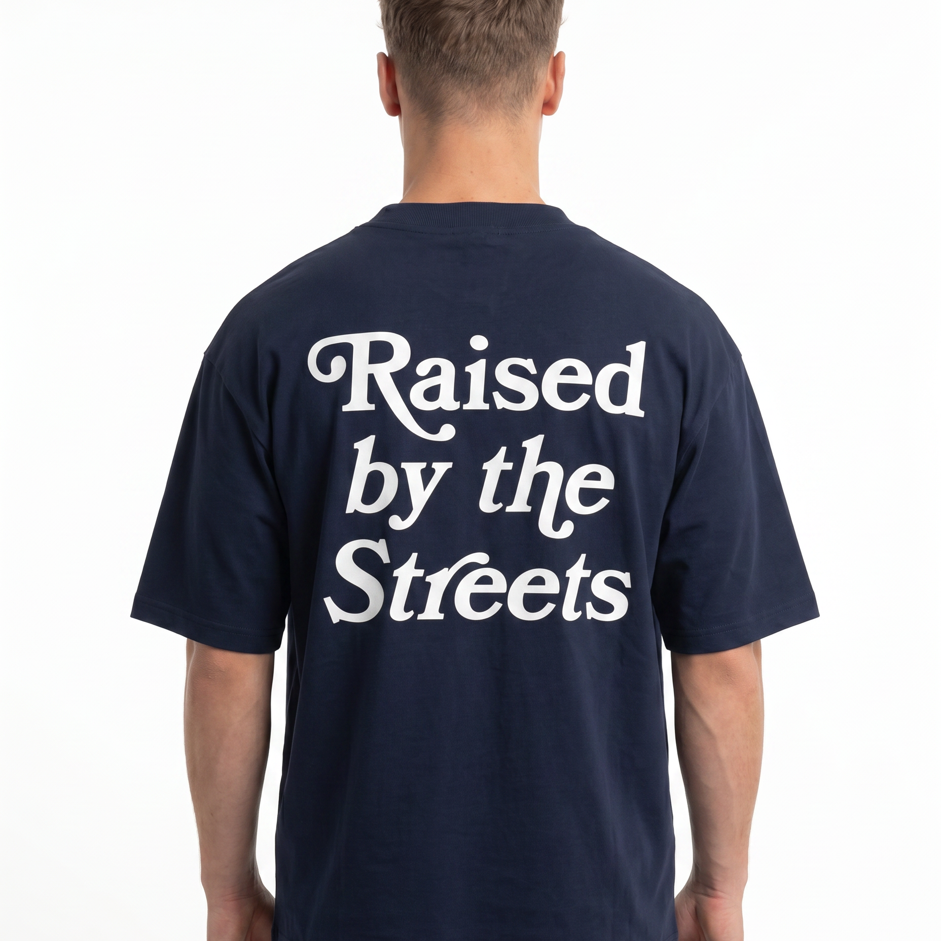 Raised by the streets Oversized Tee French Navy Back