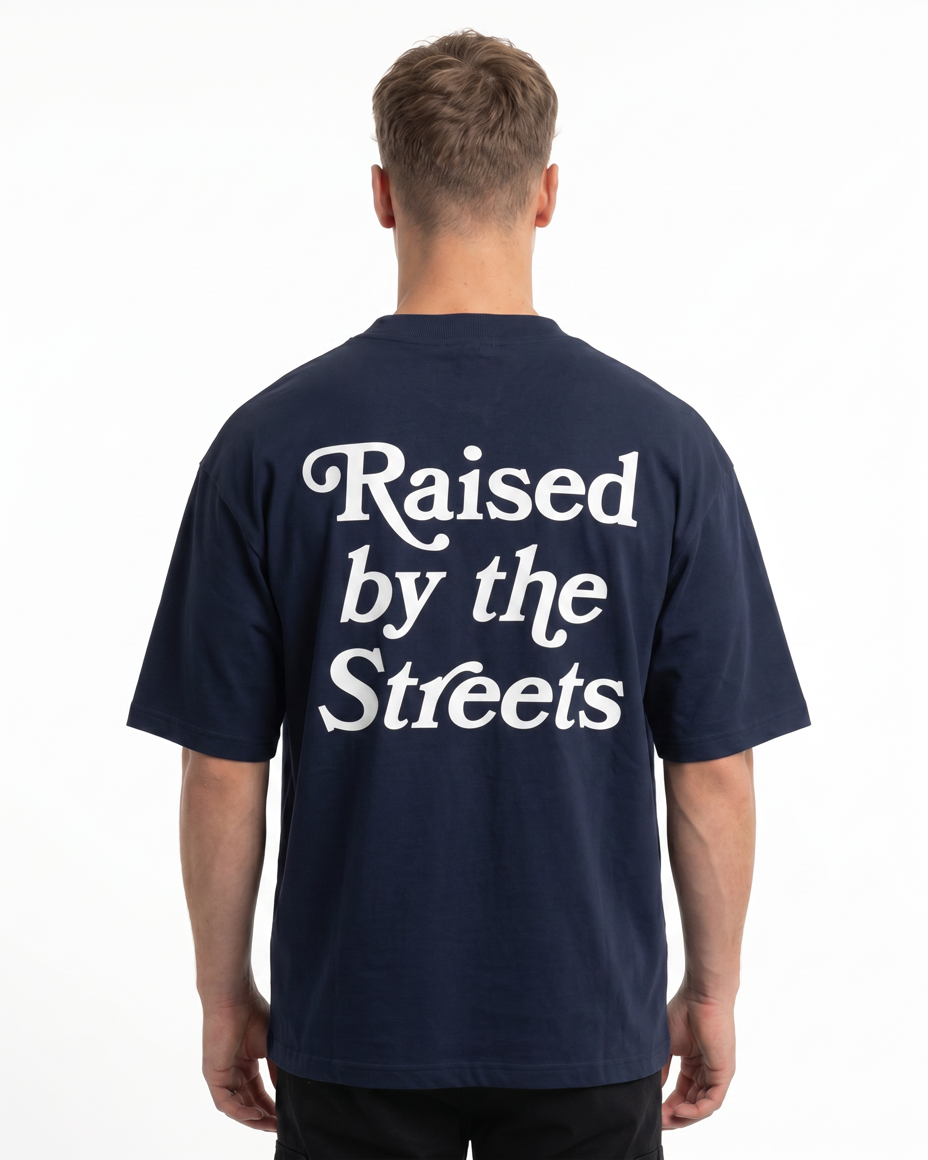 Raised by the streets Oversized Tee French Navy Back