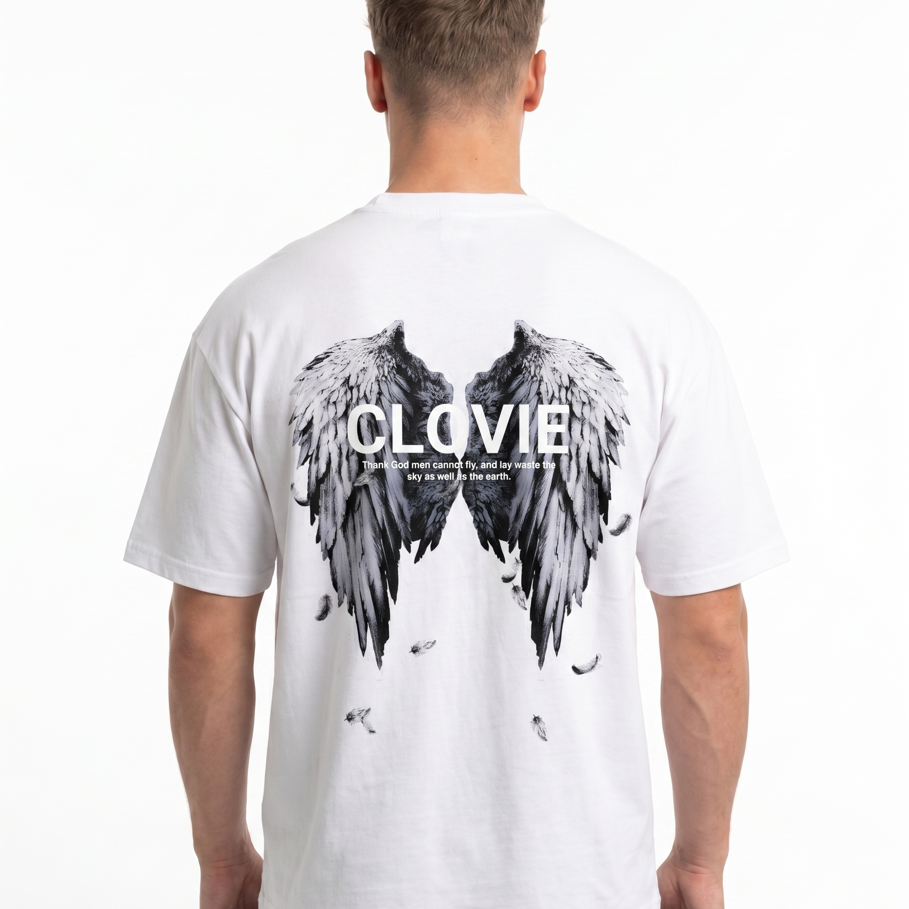 Angel wings Oversized Tee White Back