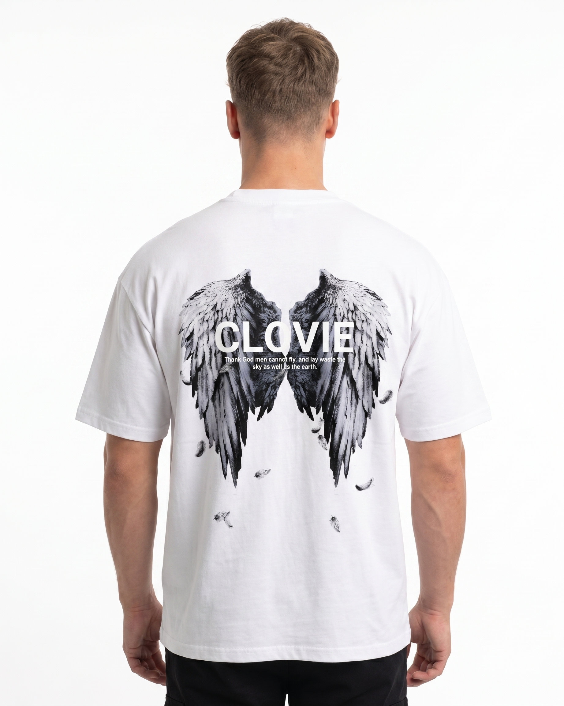 Angel wings Oversized Tee White Back