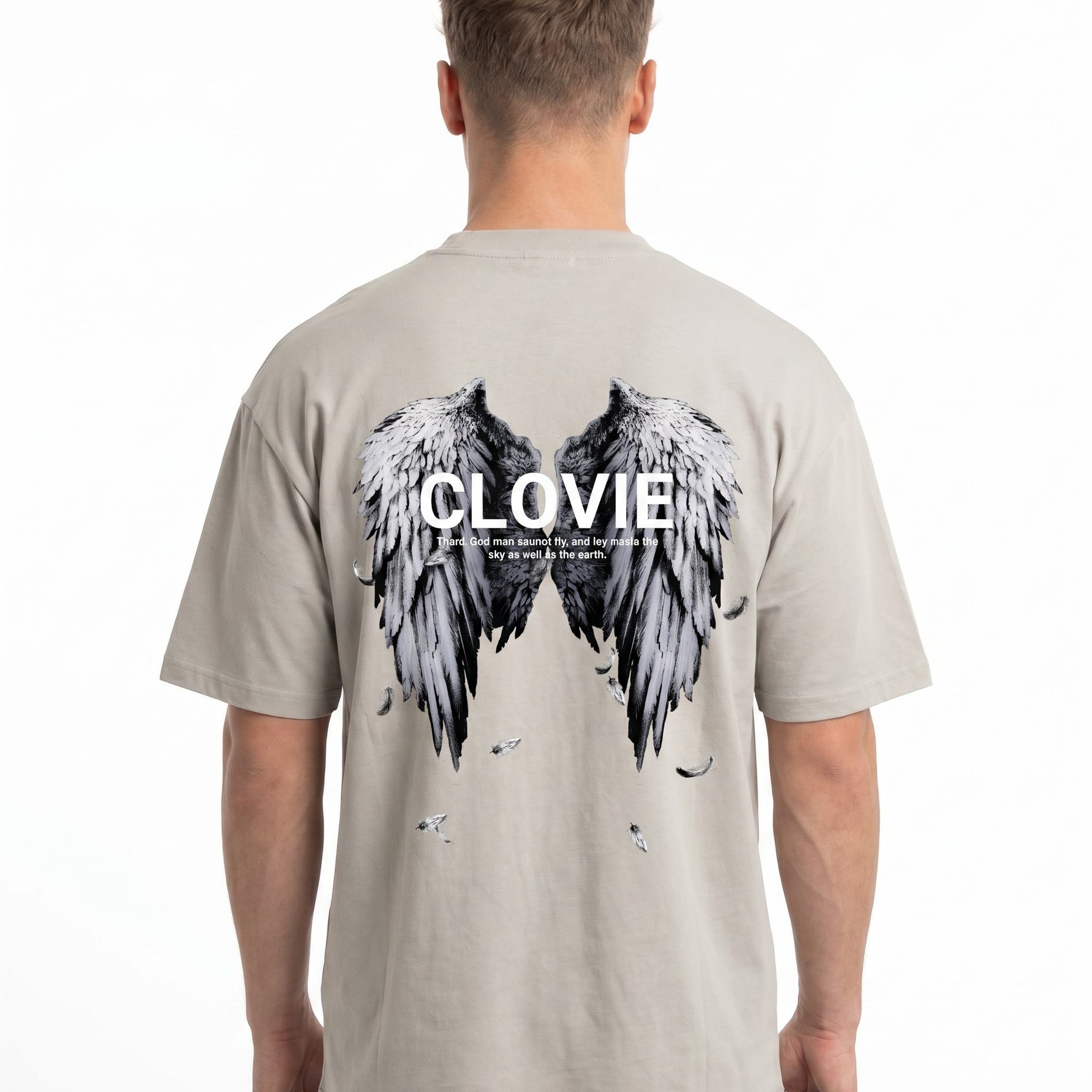 Angel wings Oversized Tee Grey Back