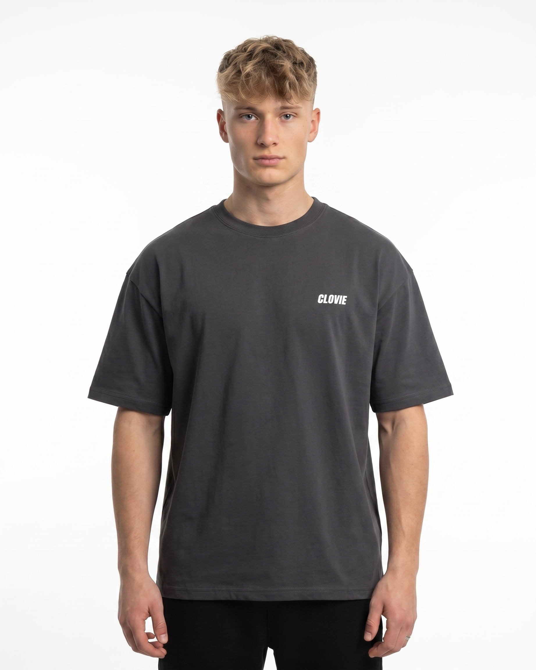Angel wings Oversized Tee Charcoal Front
