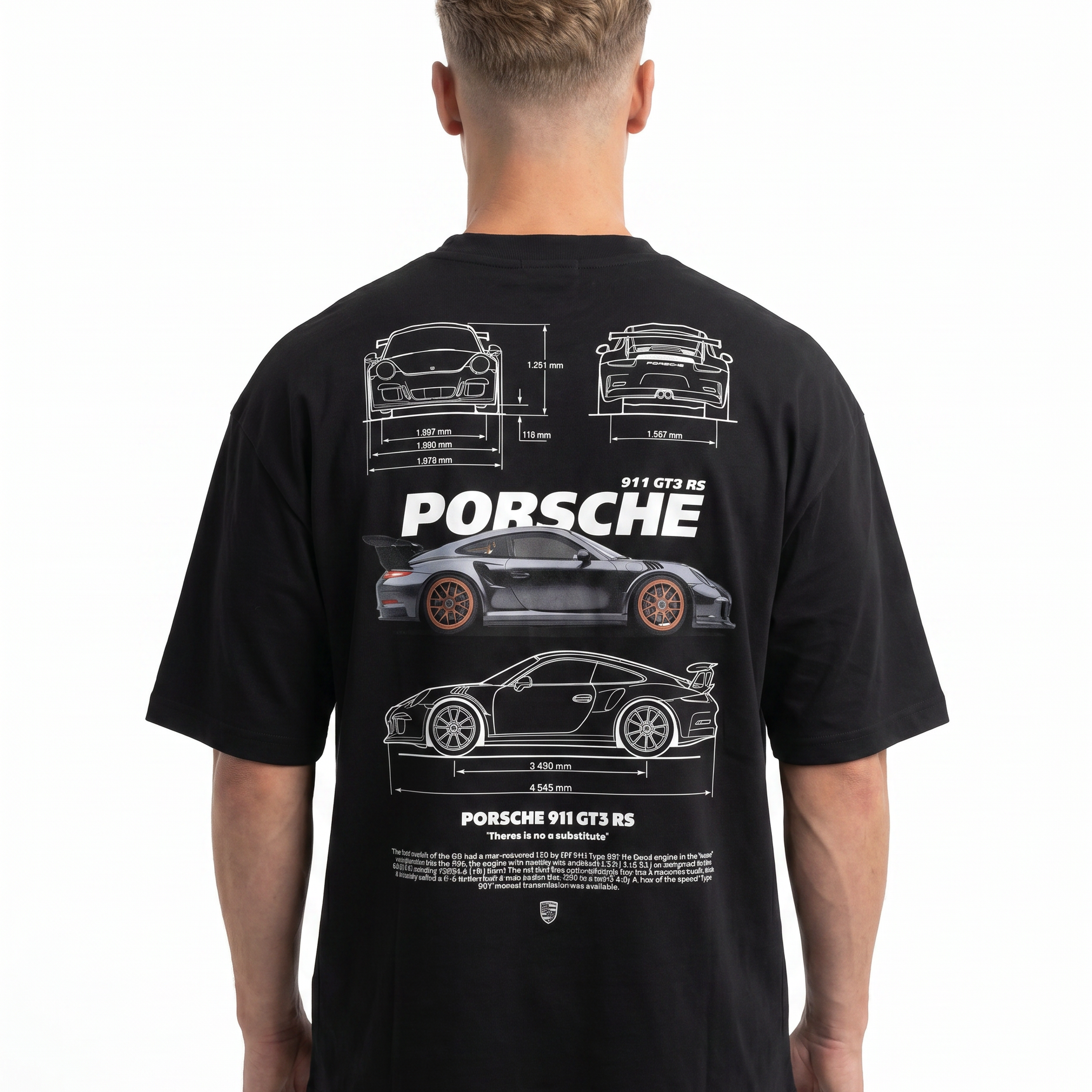 Porsche 911 GT3 RS Oversized Tee Black - model back print