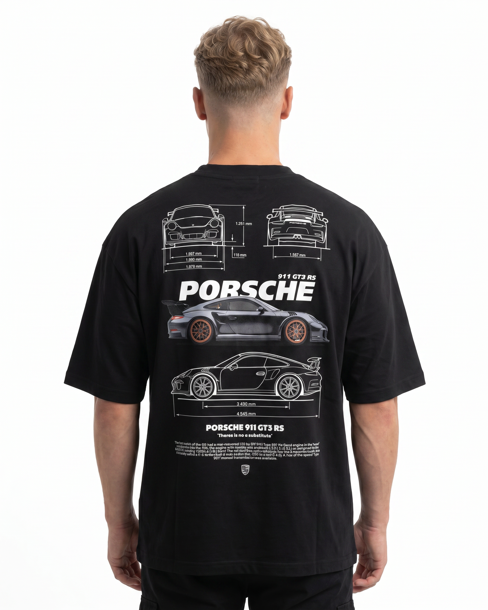 Porsche 911 GT3 RS Oversized Tee Black - model back print