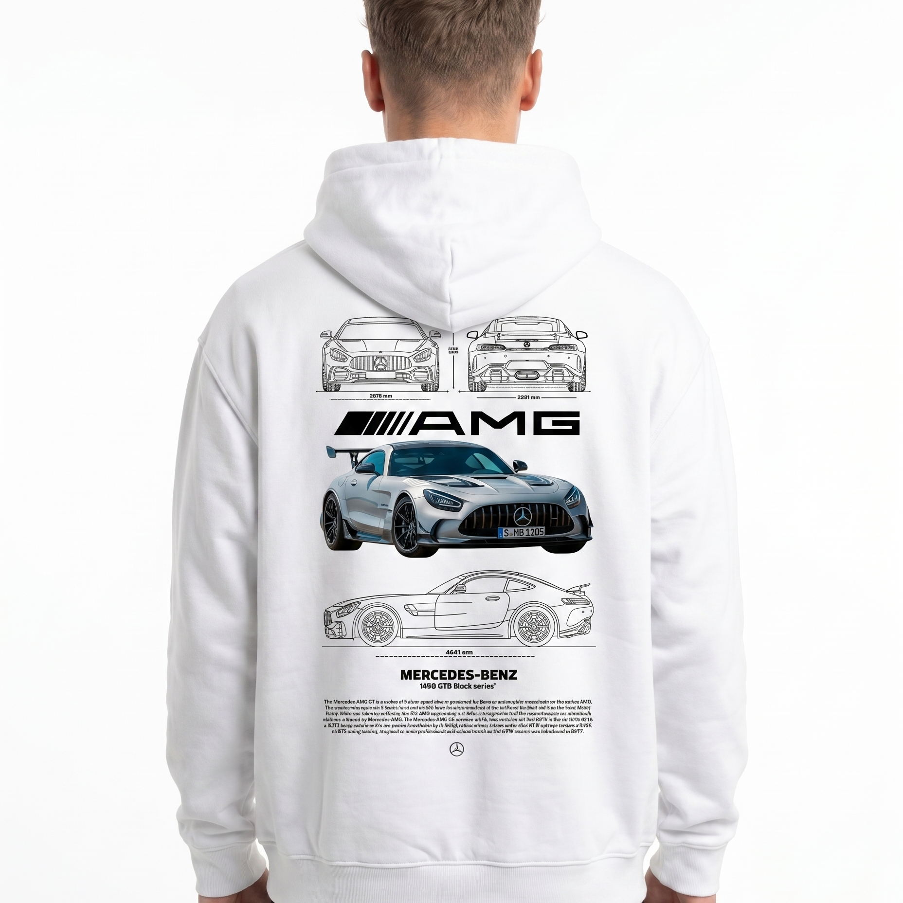 Mercedes-AMG GT Oversized Hoodie Arctic White - model back print