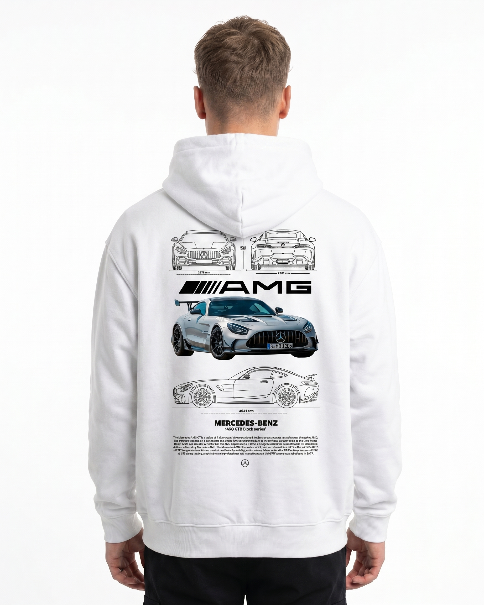 Mercedes-AMG GT Oversized Hoodie Arctic White - model back print