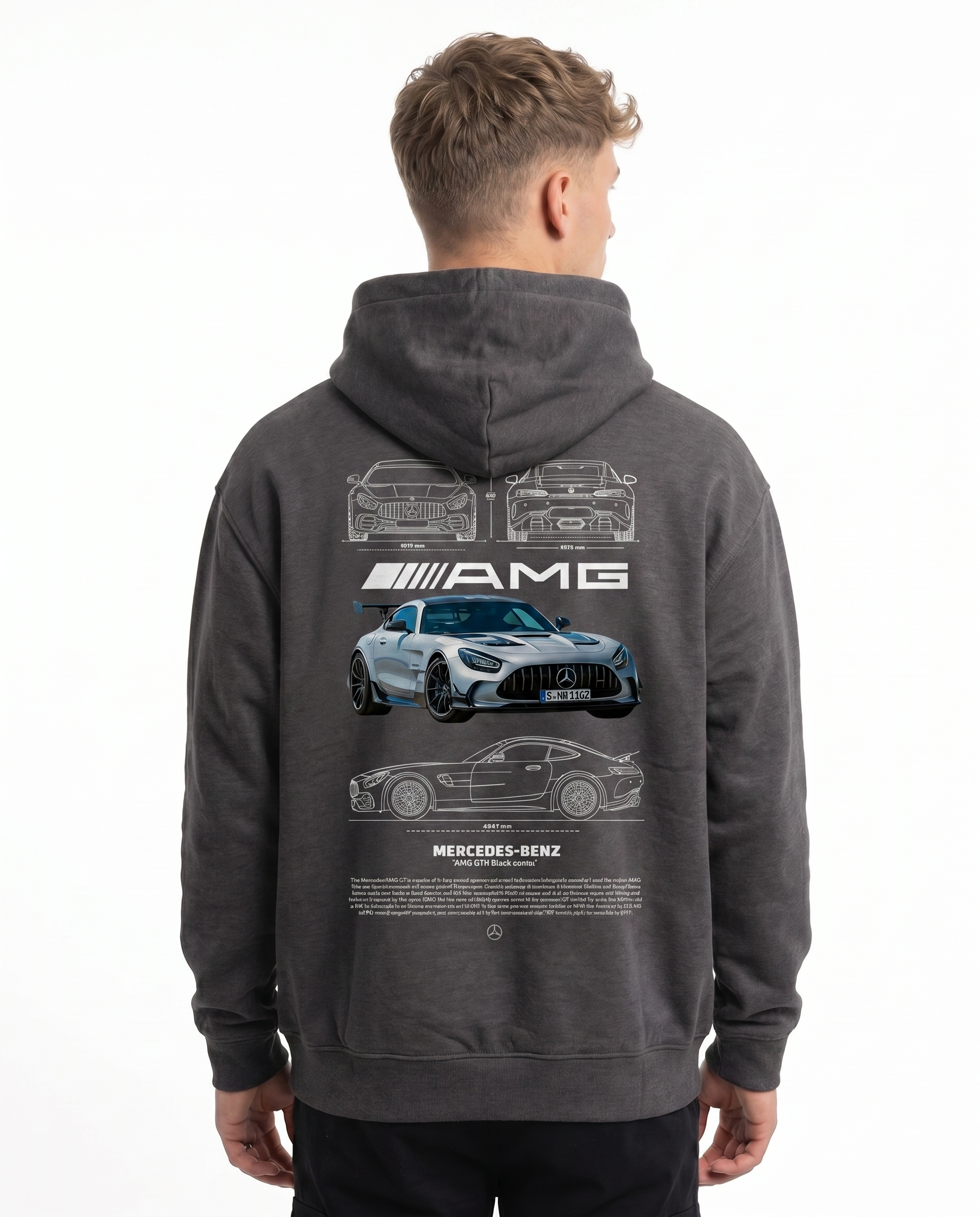 Mercedes-AMG GT Hoodie Charcoal Heather - model back print