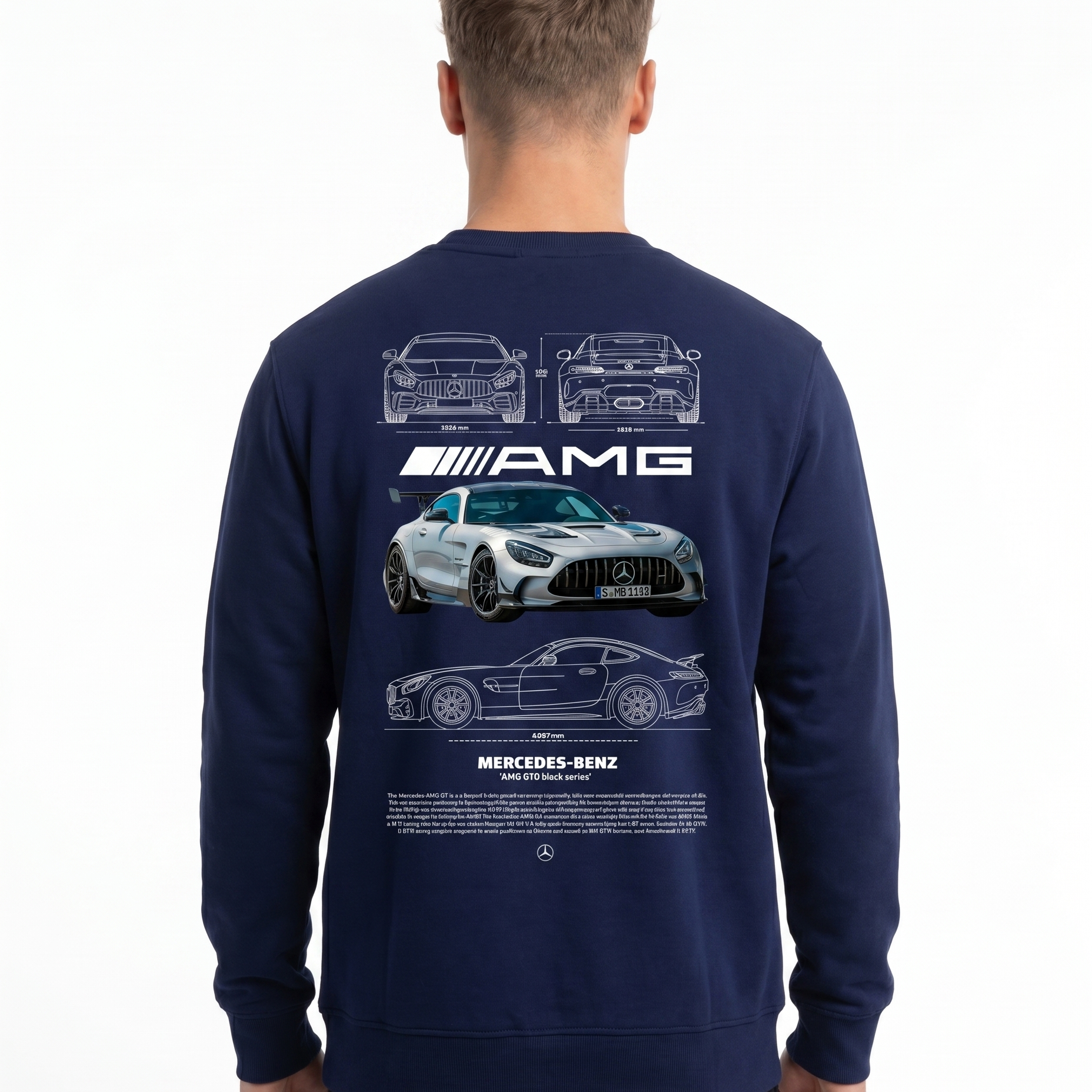 Mercedes-AMG GT Sweater Navy Blue - model back print