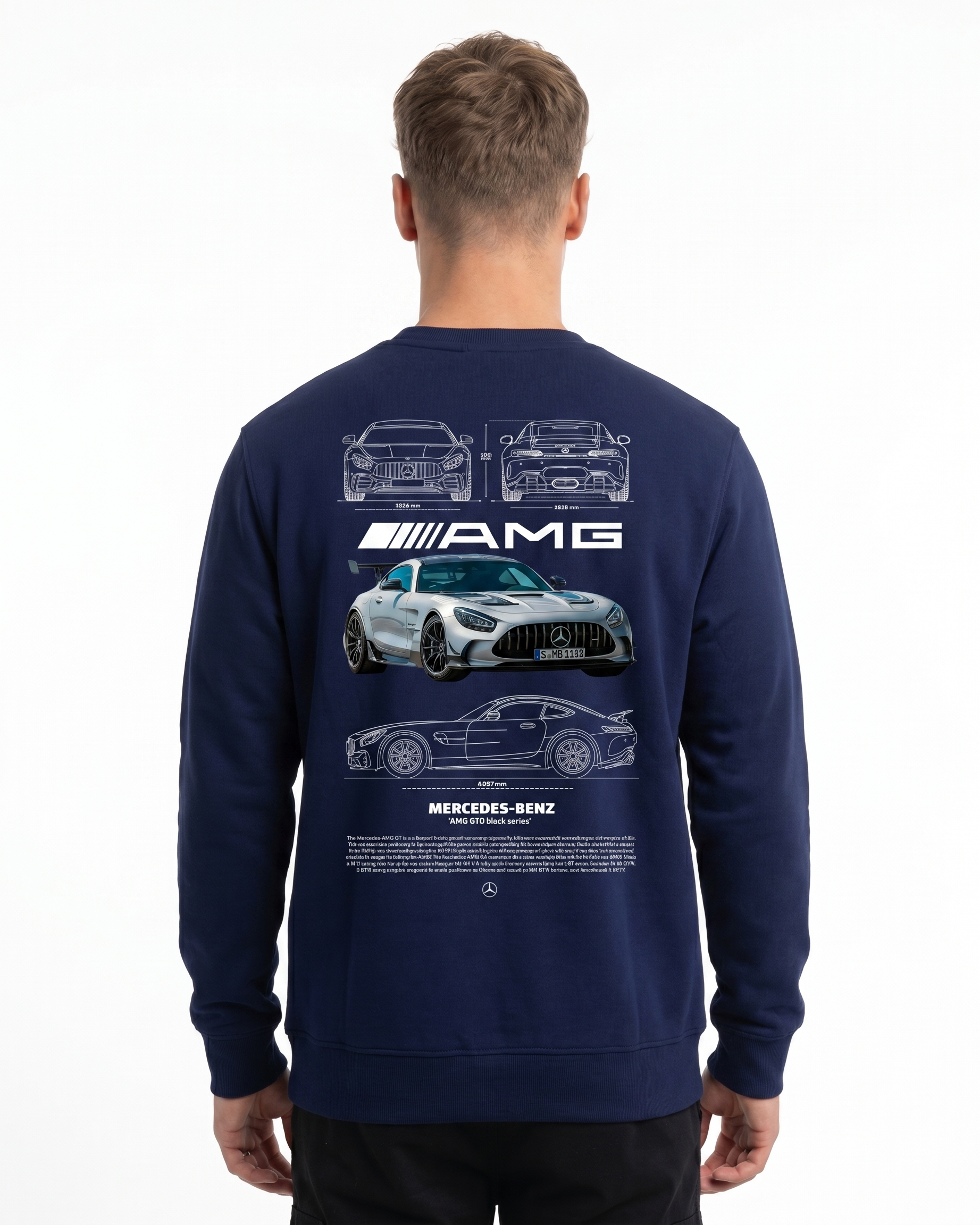 Mercedes-AMG GT Sweater Navy Blue - model back print