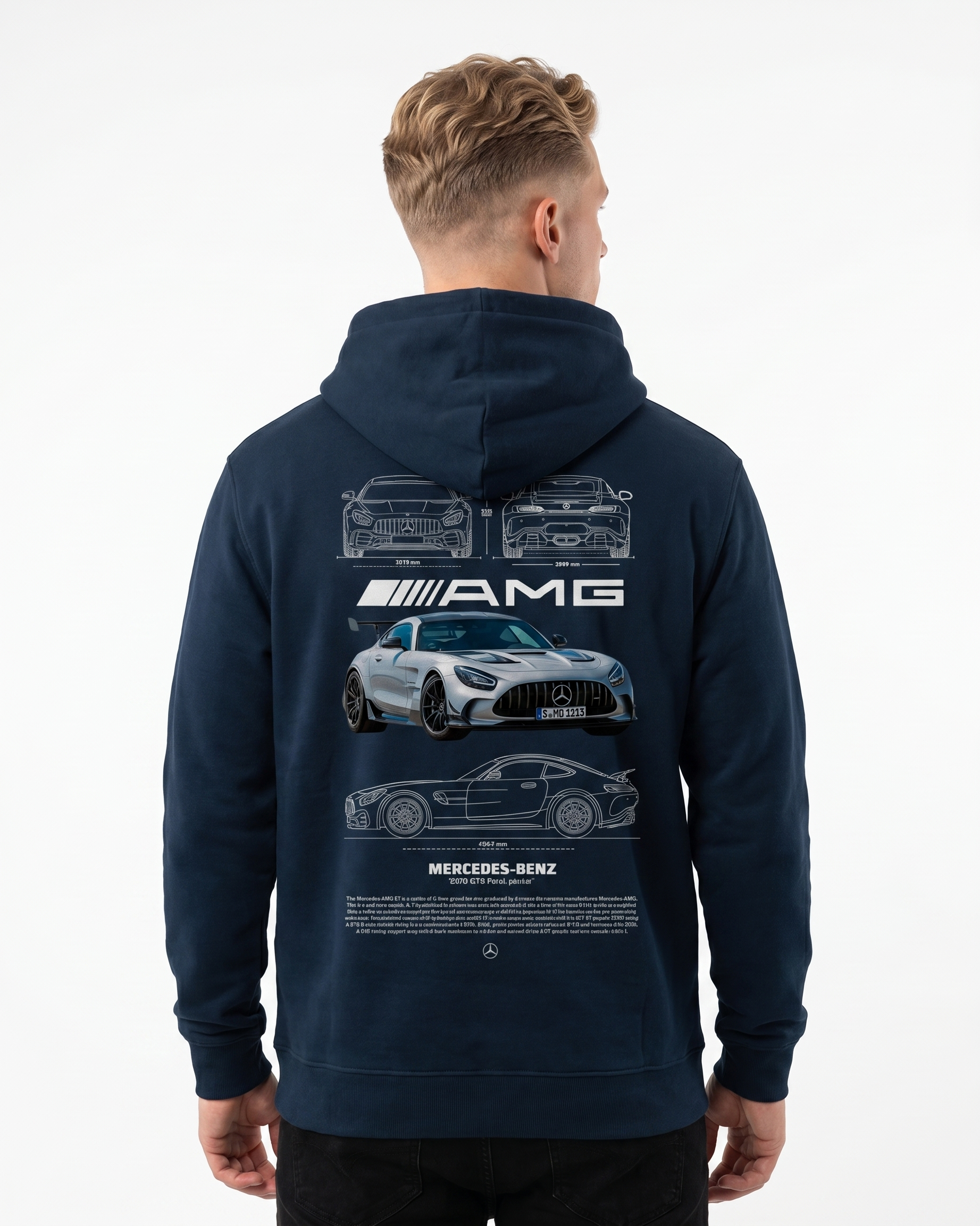 Mercedes-AMG GT Hoodie New French Navy - model back print