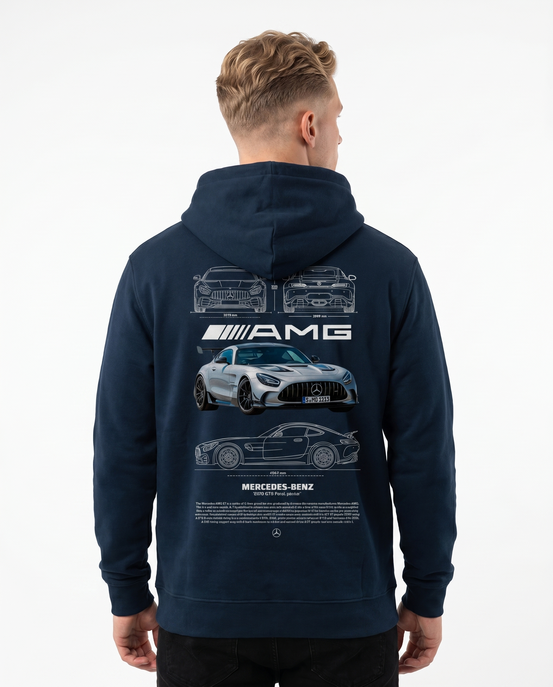 Mercedes-AMG GT Hoodie New French Navy - model back print
