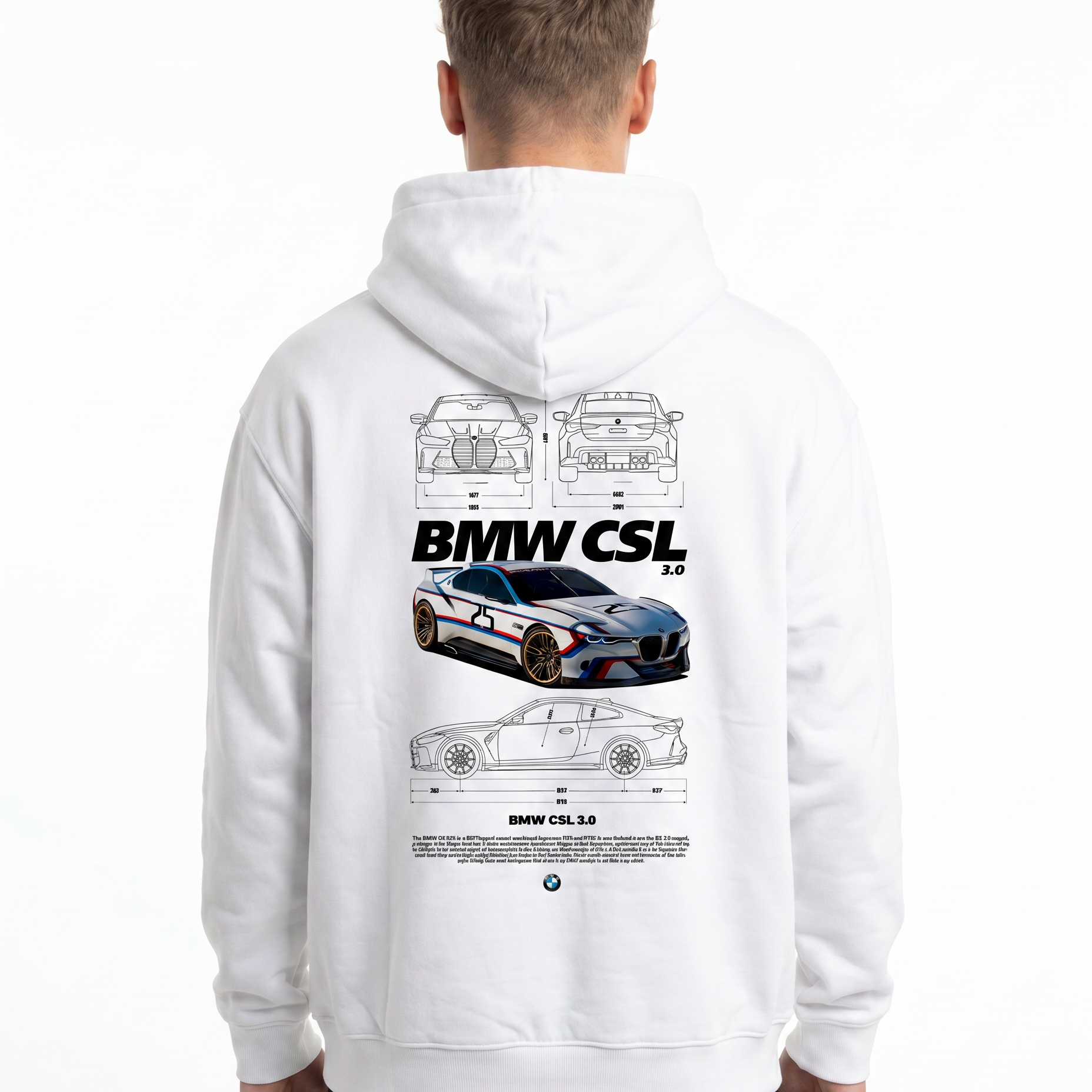 BMW CSL 3.0 Hoodie Arctic White - model back print
