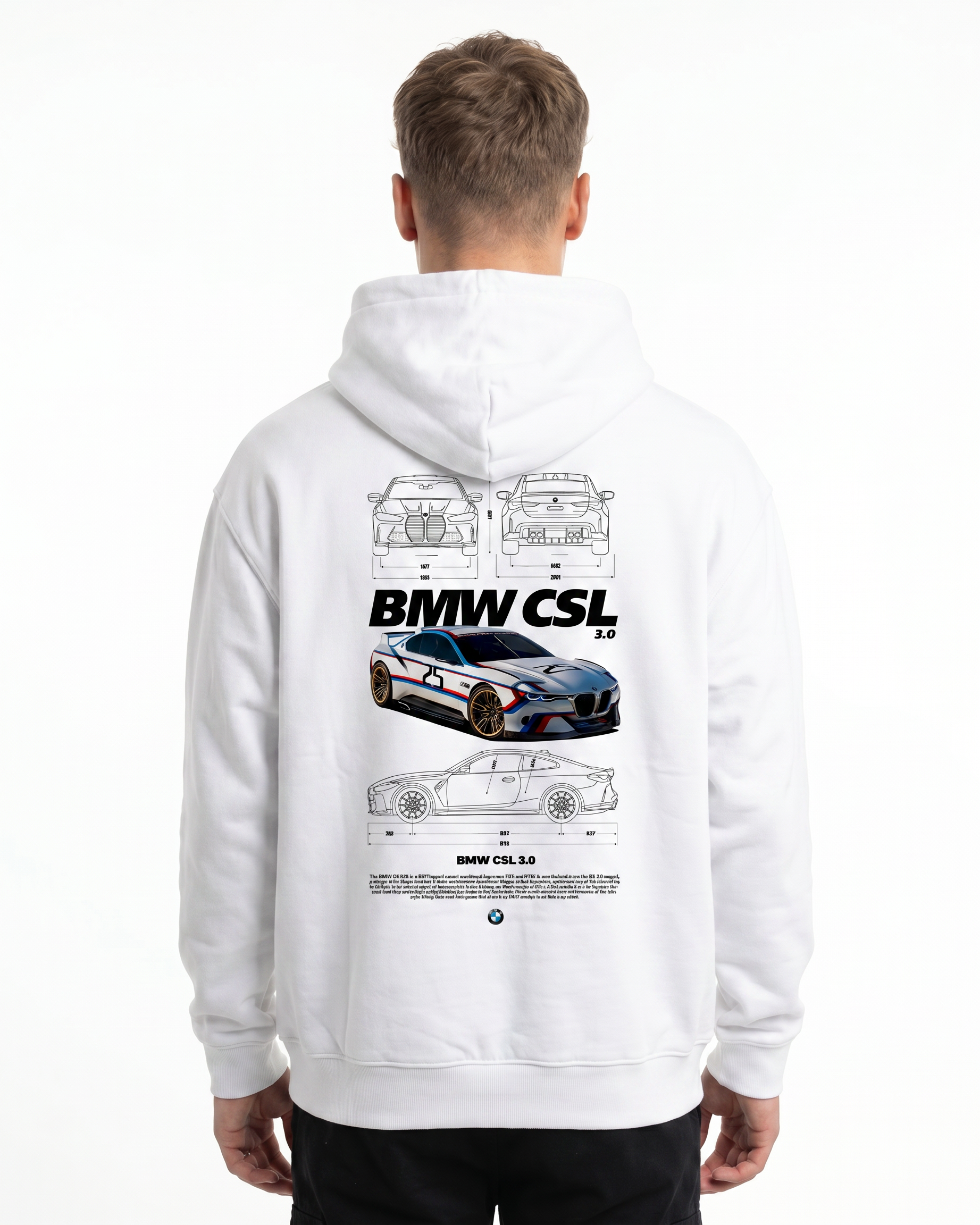 BMW CSL 3.0 Hoodie Arctic White - model back print