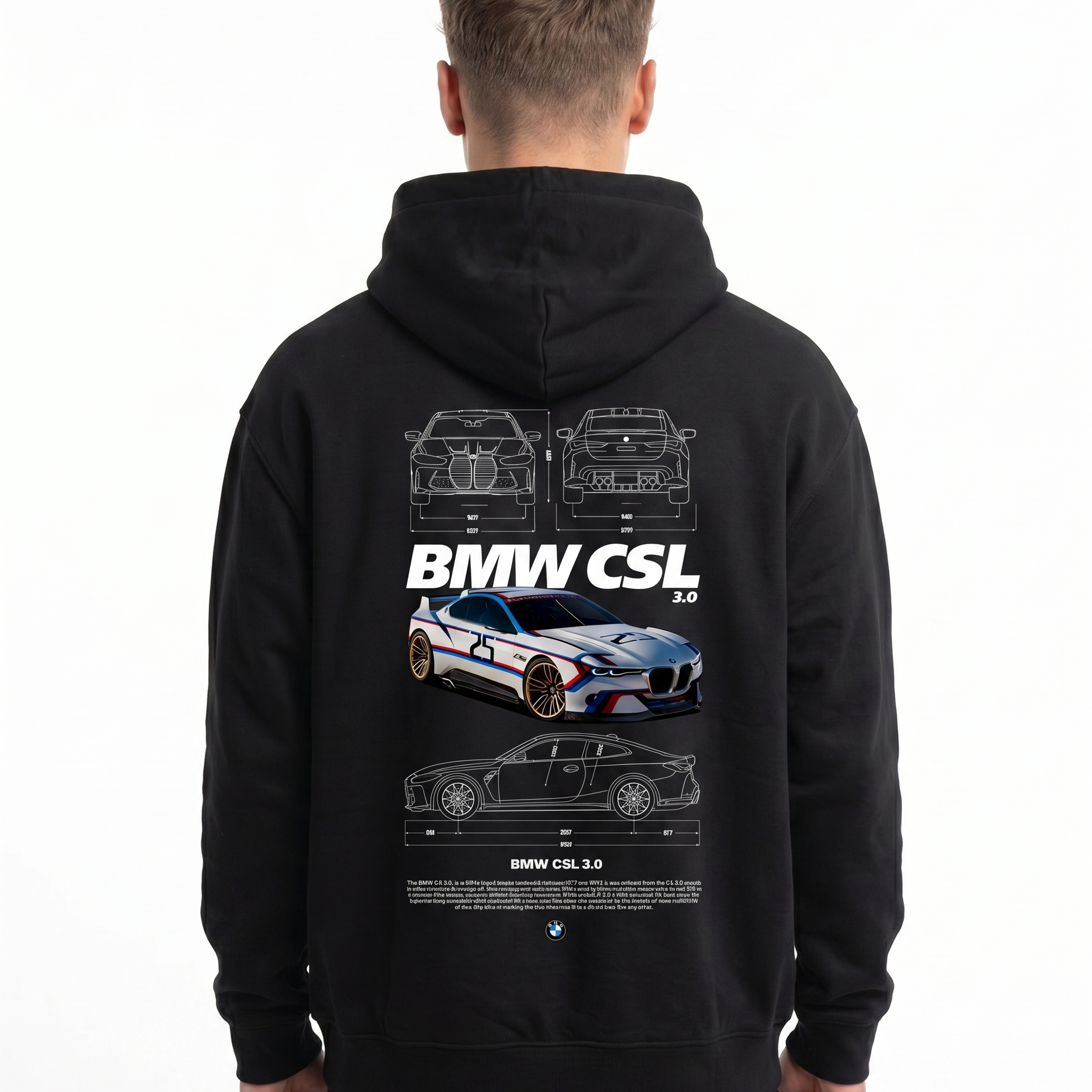 BMW CSL 3.0 Hoodie Jet Black - model back print