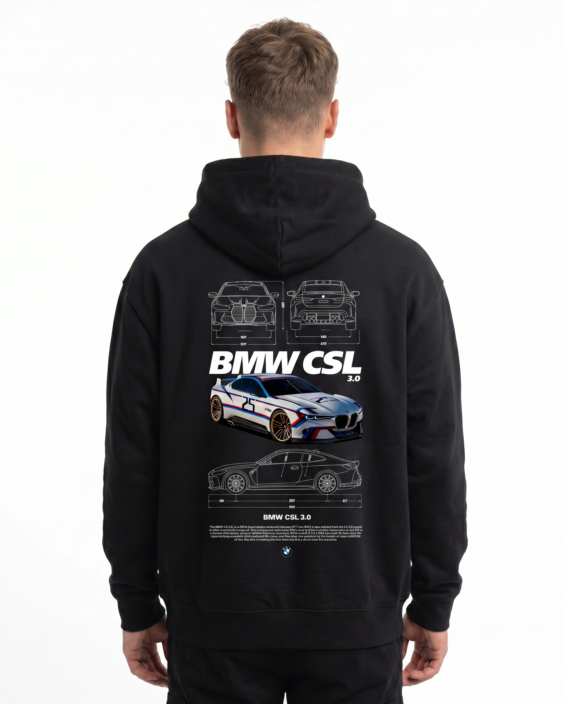 BMW CSL 3.0 Hoodie Jet Black - model back print
