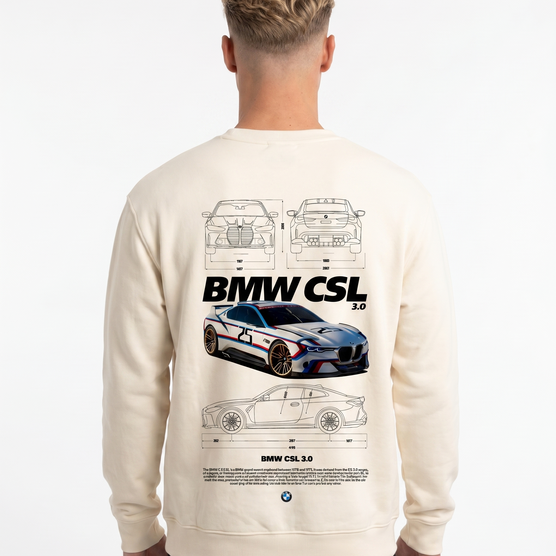 BMW CSL 3.0 Sweater Off White - model back print