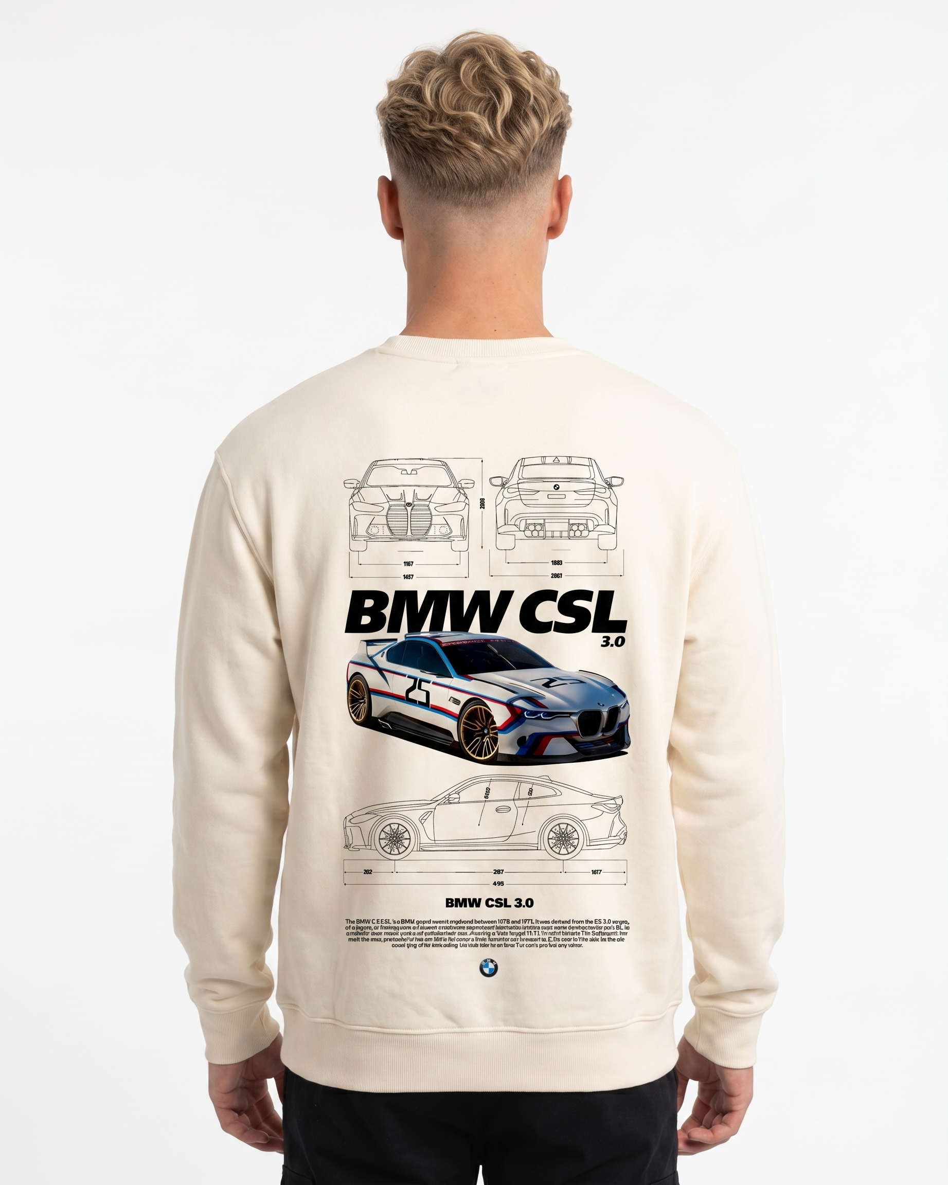 BMW CSL 3.0 Sweater Off White - model back print