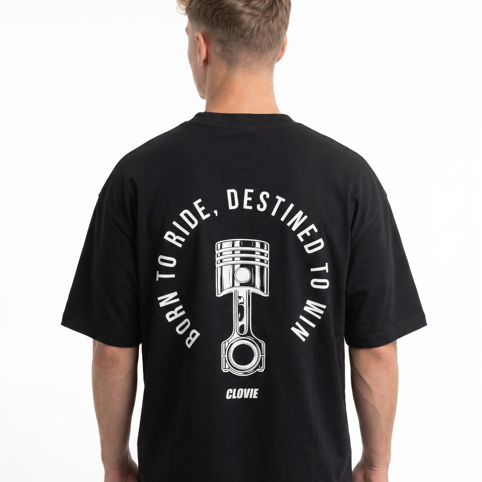 Born to ride Oversized Tee Black Rueckansicht - CLOVIE Streetwear
