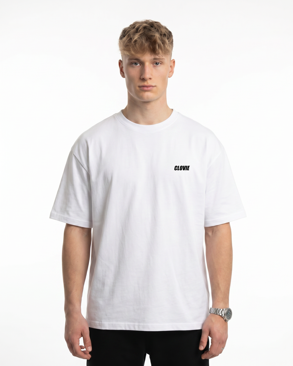 Born to ride Oversized Tee White - model front