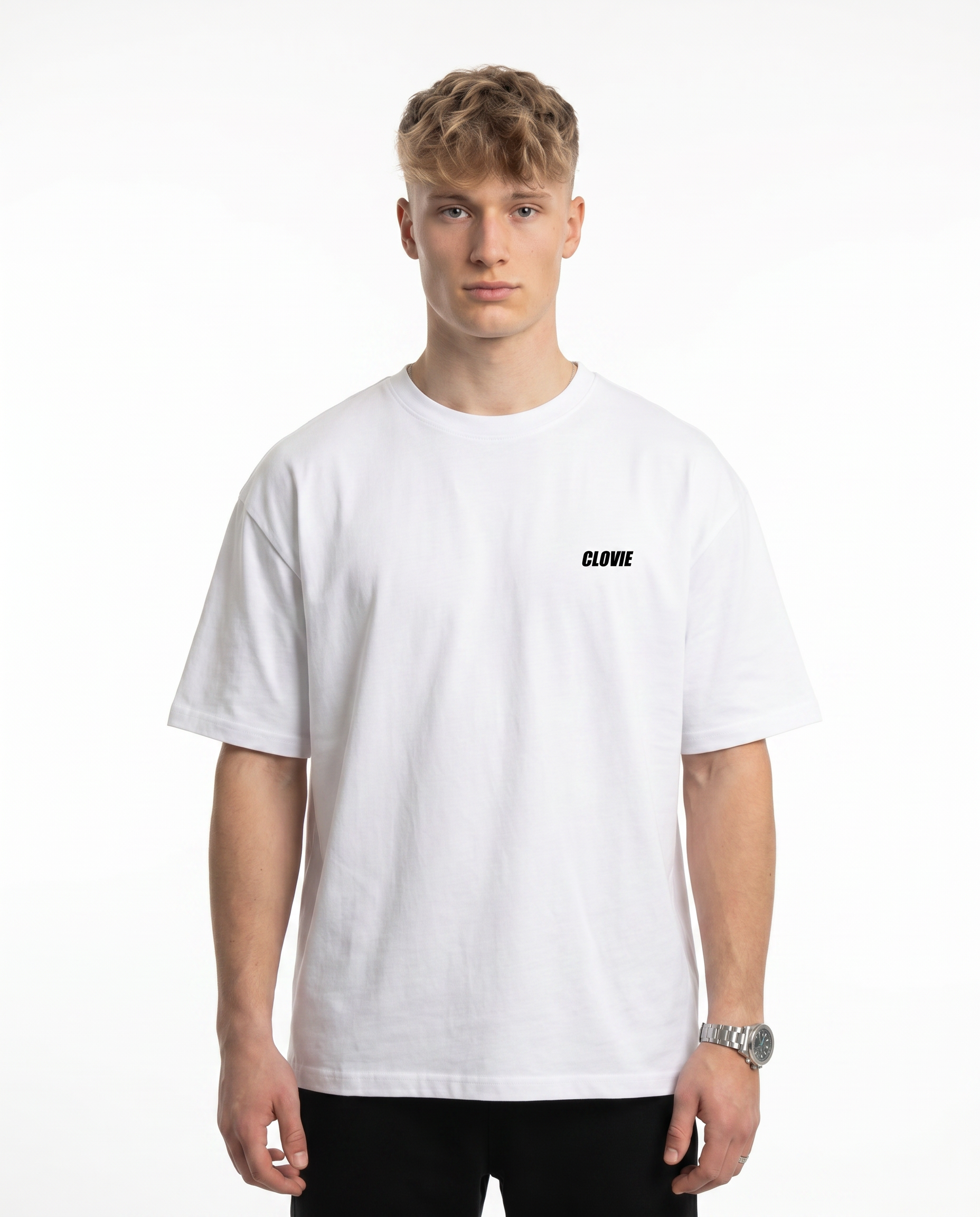 Born to ride Oversized Tee White - model front